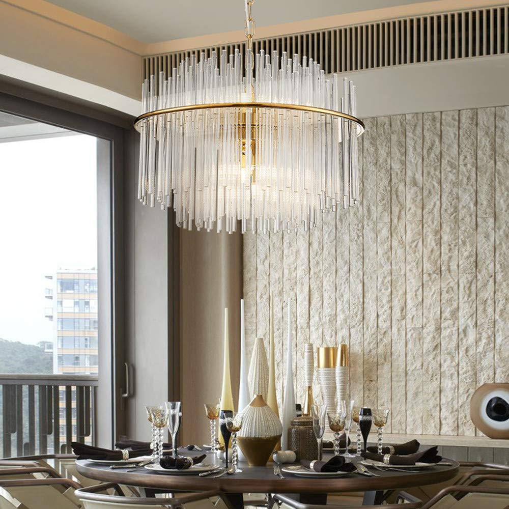 BOKT 10-Light Large Crystal Chandelier - 50cm Modern Raindrop Pendant Lighting Fixture for Kitchen Island, Farmhouse, Bedroom & Living Room | Elegant Dining Room Decor & Wedding Venue Lighting (19.7 Inches)