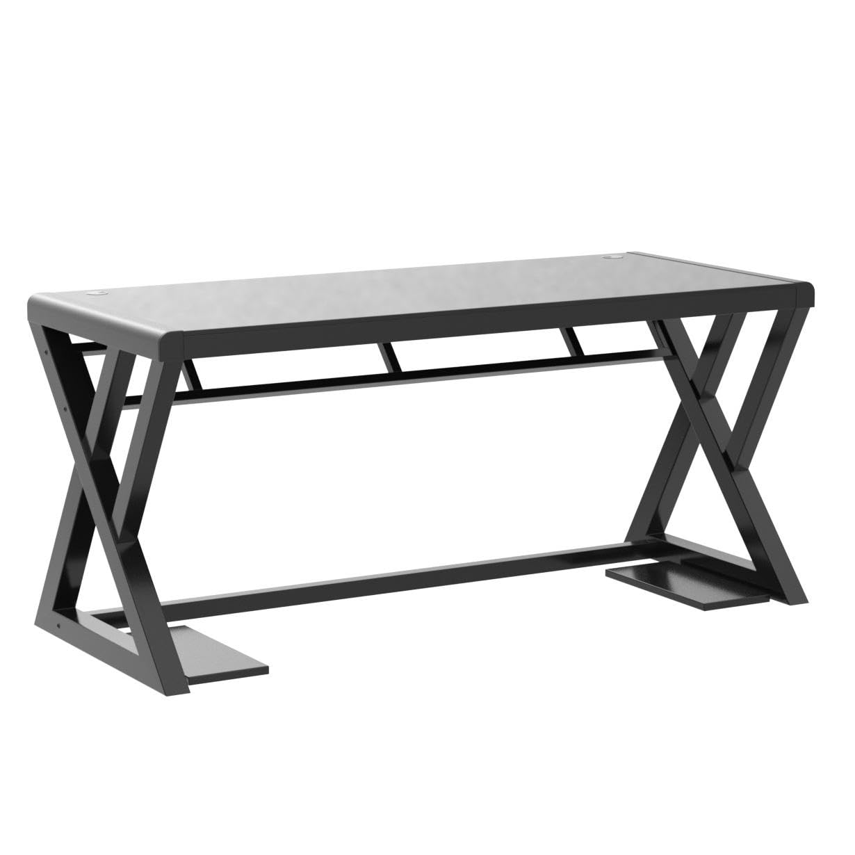 Modern Glass Top X-Frame Computer Desk - 55.1