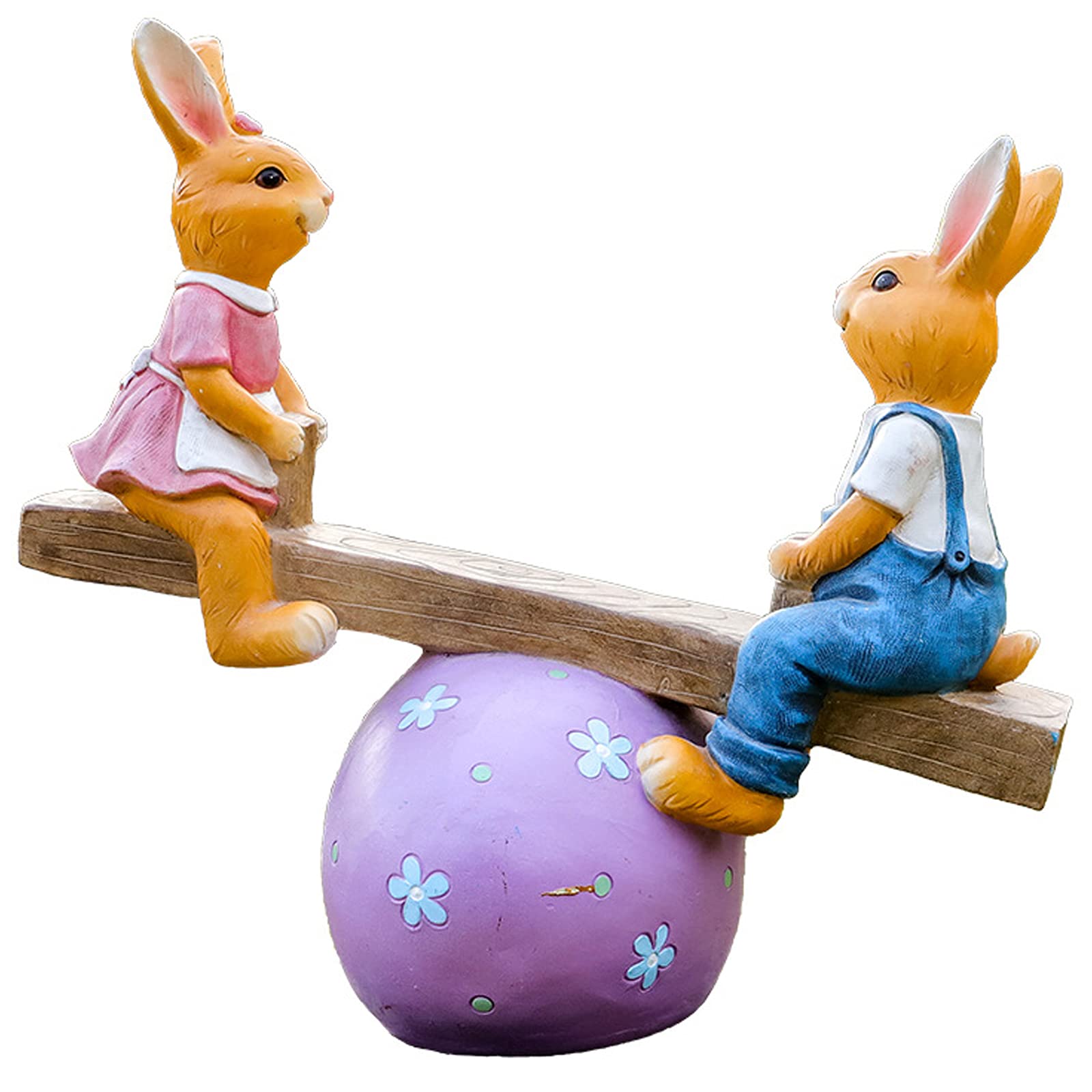 Resin Rabbit Garden Statues - Outdoor Bunny Couple Sculpture for Lawn, Patio & Yard Decor - Handcrafted Animal Ornament Gift for Garden Lovers