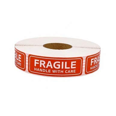 Fragile Stickers 1x3 Inch Handle with Care Labels - 1000 Adhesive Stickers Per Roll for Shipping, Packaging & Moving Boxes - Durable & Waterproof
