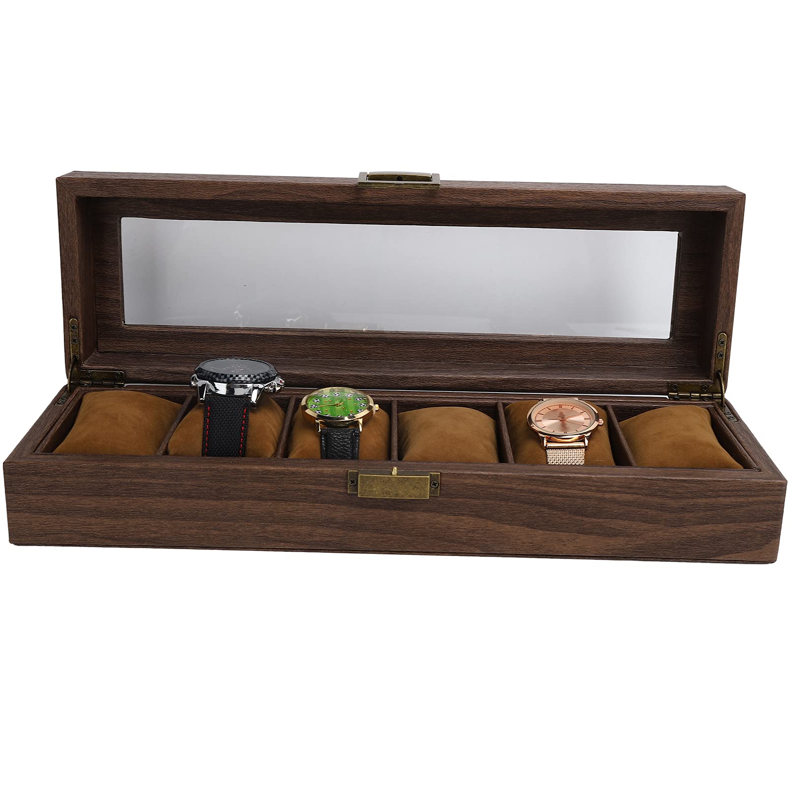 Elegant Watch Storage Box - 6 Slots Velvet Display for Jewelry & Home Decor
