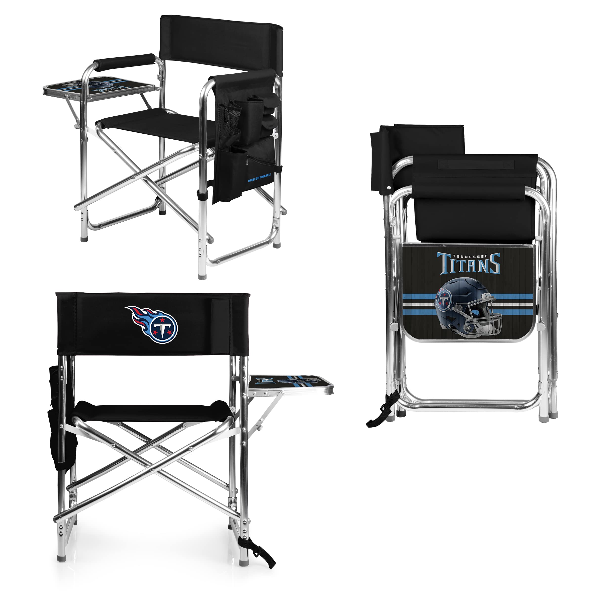 PICNIC TIME NFL Unisex-Adult Sports Chair with Side Table - Portable Beach & Camping Chair for Outdoor Games, Tailgating, Picnics & Backyard Relaxation