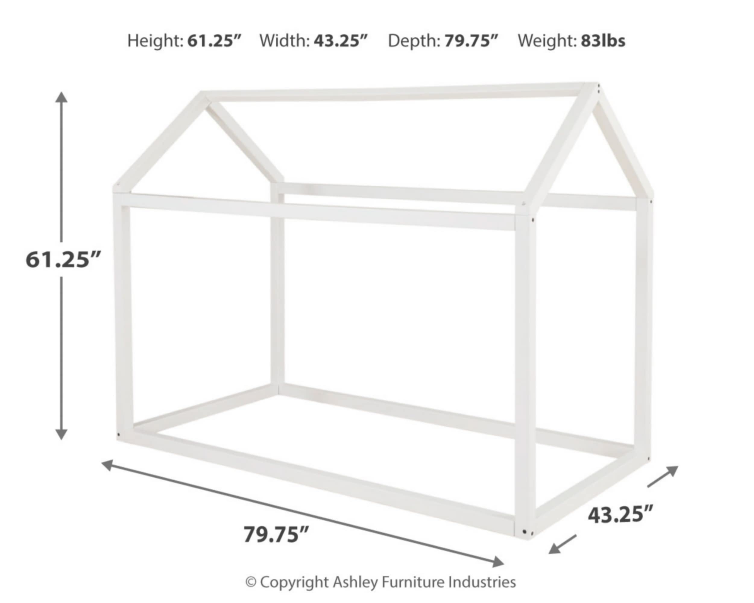 Signature Design by Ashley Flannibrook Contemporary Twin Size House Bed Frame in White - Modern Kids Bedroom Furniture for Small Spaces & Guest Rooms