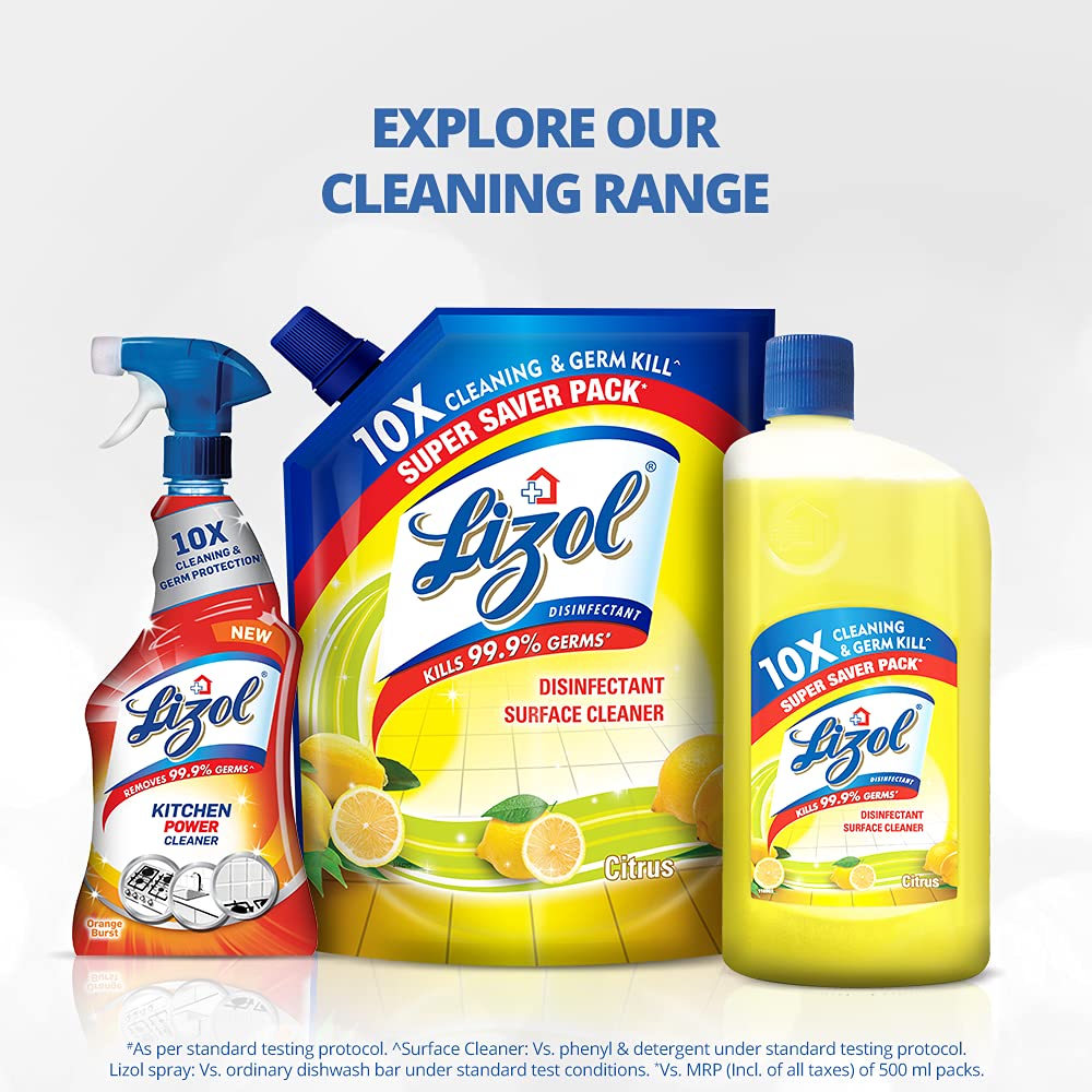 Lizol Disinfectant Floor Cleaner Floral Scent 975ml & Harpic Powerplus Toilet Cleaner Rose Fragrance 1L - Kills 99.9% Germs, Eliminates Odors - Best for Bathroom, Kitchen, Tile & Household Deep Cleaning - Ideal for Homes, Offices & Commercial Spaces
