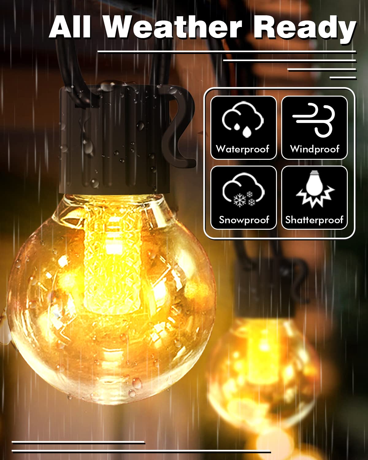 FREECUBE 49FT Outdoor String Lights with Remote - 50 LED G40 Globe Bulbs, Dimmable Patio Lights, 4 Lighting Modes, Timer, Waterproof for Yard, Garden, and Backyard Decor | Perfect for Parties, Weddings, and Outdoor Dining
