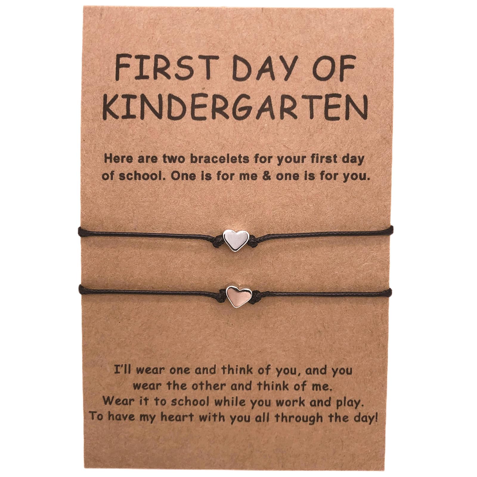 First Day of School Bracelets Set - Back to School Gift for Mom & Daughter - Matching Mommy and Me Heart Bracelets - Separation Anxiety Relief Jewelry - Perfect for School Transitions, Graduation Gifts & Mother-Daughter Bonding