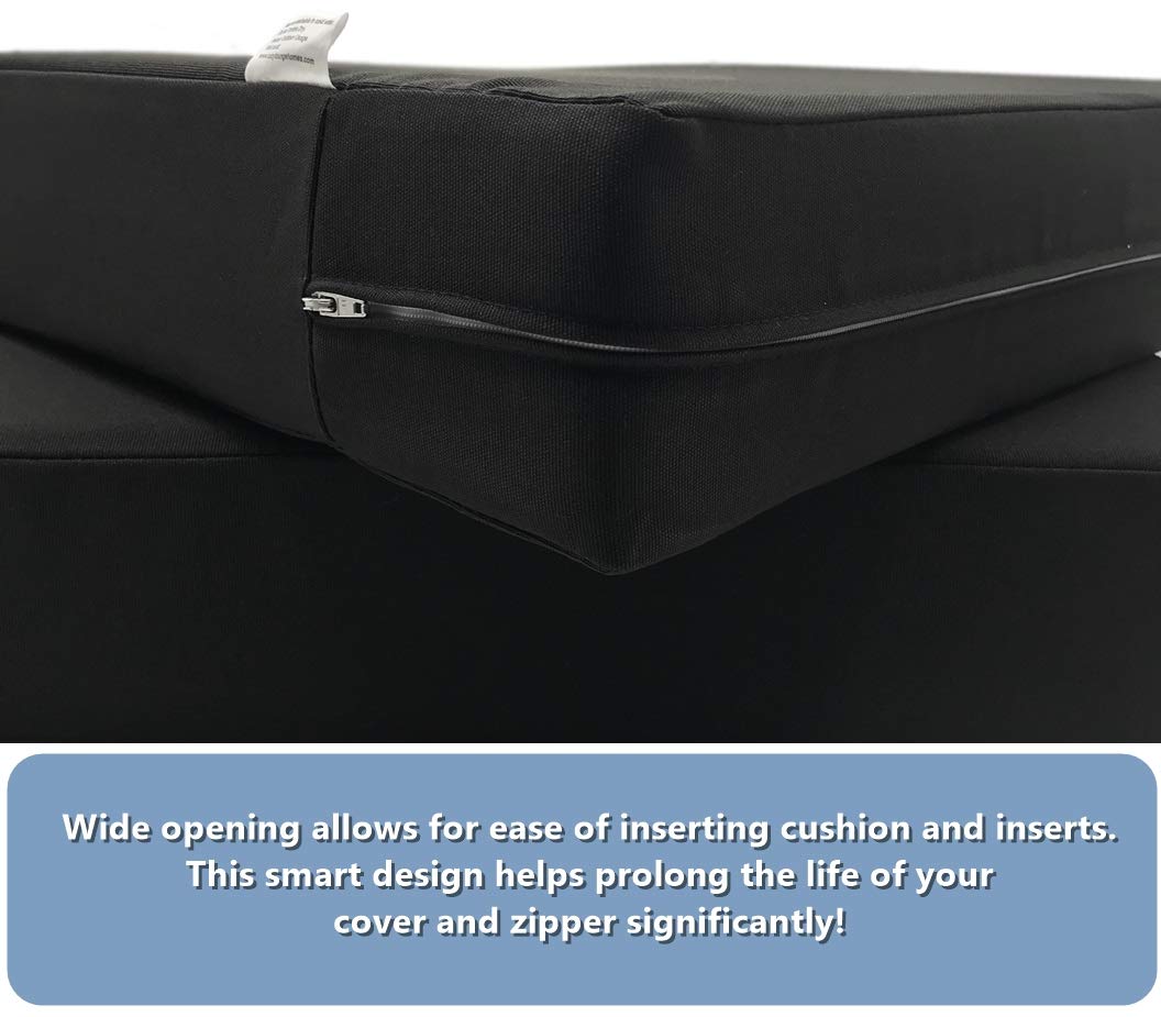 Waterproof UV-Resistant Patio Chair Cushion Covers - Indoor/Outdoor Use - Set of 2 (22x20x4 Inches, Black) - Perfect for Poolside Lounging, Deck Furniture & Garden Seating