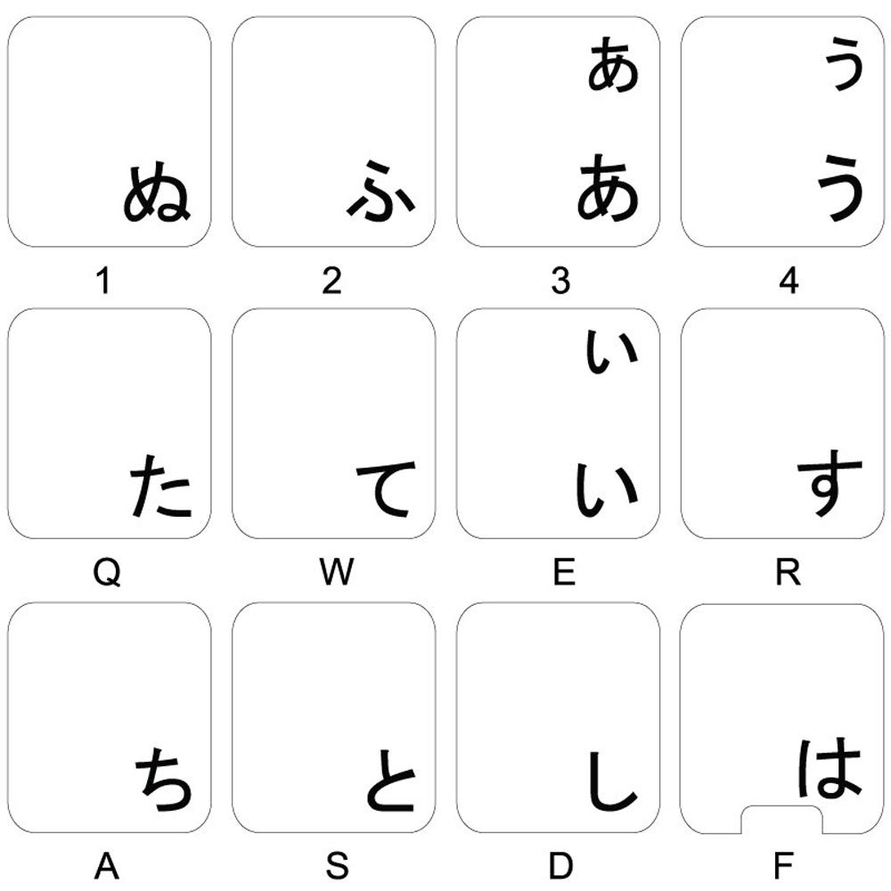 Japanese Hiragana Keyboard Stickers - Black Letters on Clear Background for PC, Laptop & Notebook - Perfect for Japanese Language Learners & Typing Practice