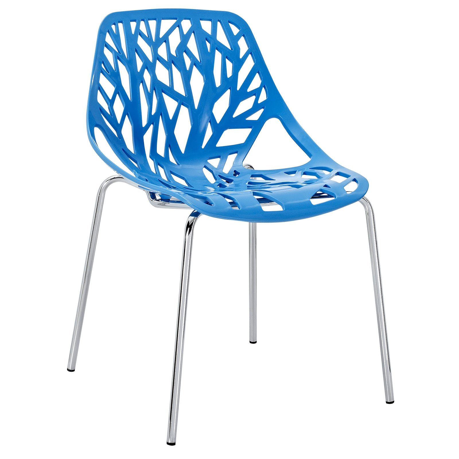 Modway Stencil Modern Stacking Chair - Blue Kitchen & Dining Room Chair Set of 2, Comfortable Stackable Seating for Small Spaces, Breakfast Nook, or Outdoor Patio