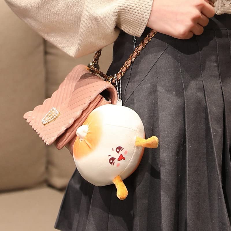 Adorable Kawaii Fried Baozi Plush Pillow - Soft Stuffed Food Cushion, Cute Cartoon Doll Sofa Pillow (30cm with Holes, Round Eyes) - Perfect for Home Decor, Bedroom Accent, Anime Lover Gift & Cozy Comfort