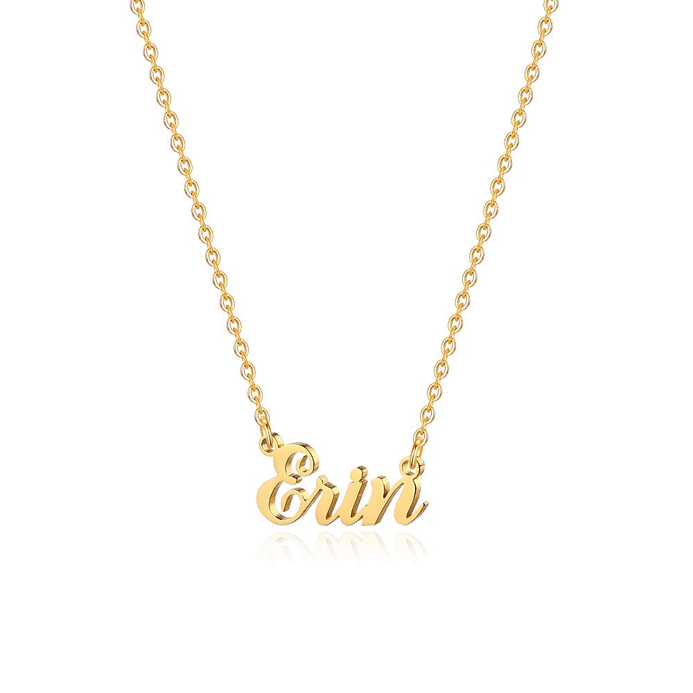 Personalized 18K Gold Plated Name Necklace for Women, Girls, Kids & Teens - Custom Monogram Necklace Jewelry Gift for Birthday, Anniversary & Special Occasions