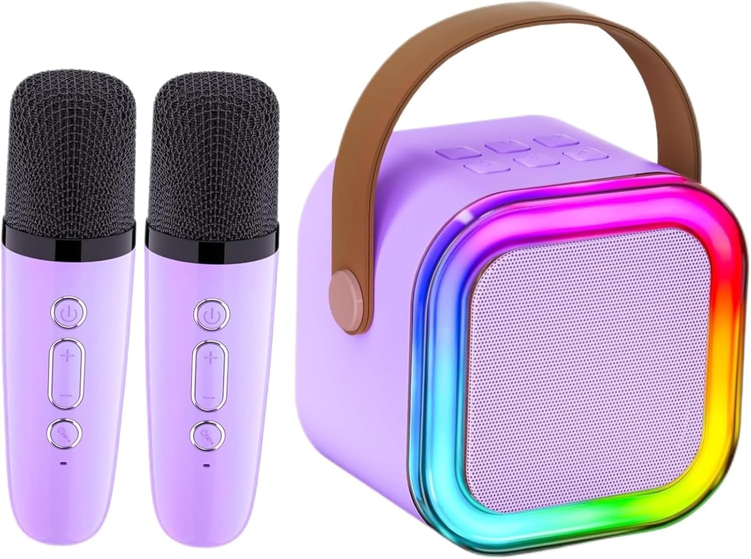 Stellaya Mini Karaoke Machine with Bluetooth Speaker & 2 Wireless Microphones - Portable Home & Outdoor Party Entertainment System (Purple) | Perfect for Family Gatherings, Birthday Parties, Camping, Karaoke Nights | Great for Indoor Singing Practice, Outdoor Picnics, Backyard BBQs, Beach Parties | Ideal for Kids' Playroom, Small Parties, Travel Entertainment & Home Singing Practice | Use for Home Karaoke, Road Trips, Holiday Celebrations, and Office Parties