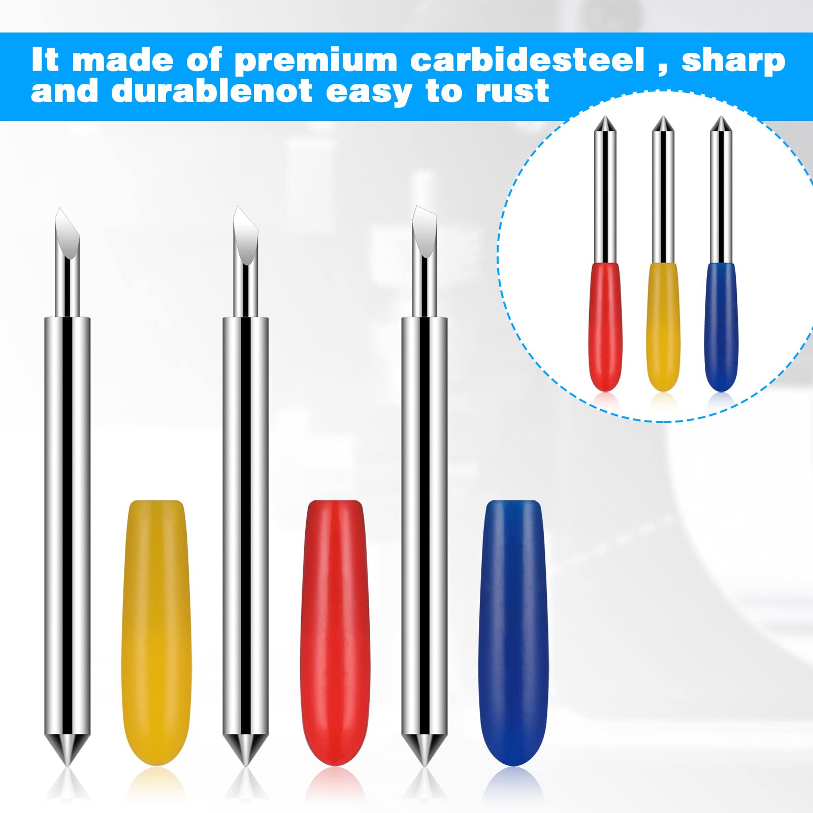 Zocipro 6Pcs Deep Cut Blades Set - 30/45/60 Degree Sharp Precision Blades for Cricut Maker 3, Air 3, Air 2, One, Explore 3 - Perfect for Cutting Foam, Chipboard, Leather & DIY Craft Projects