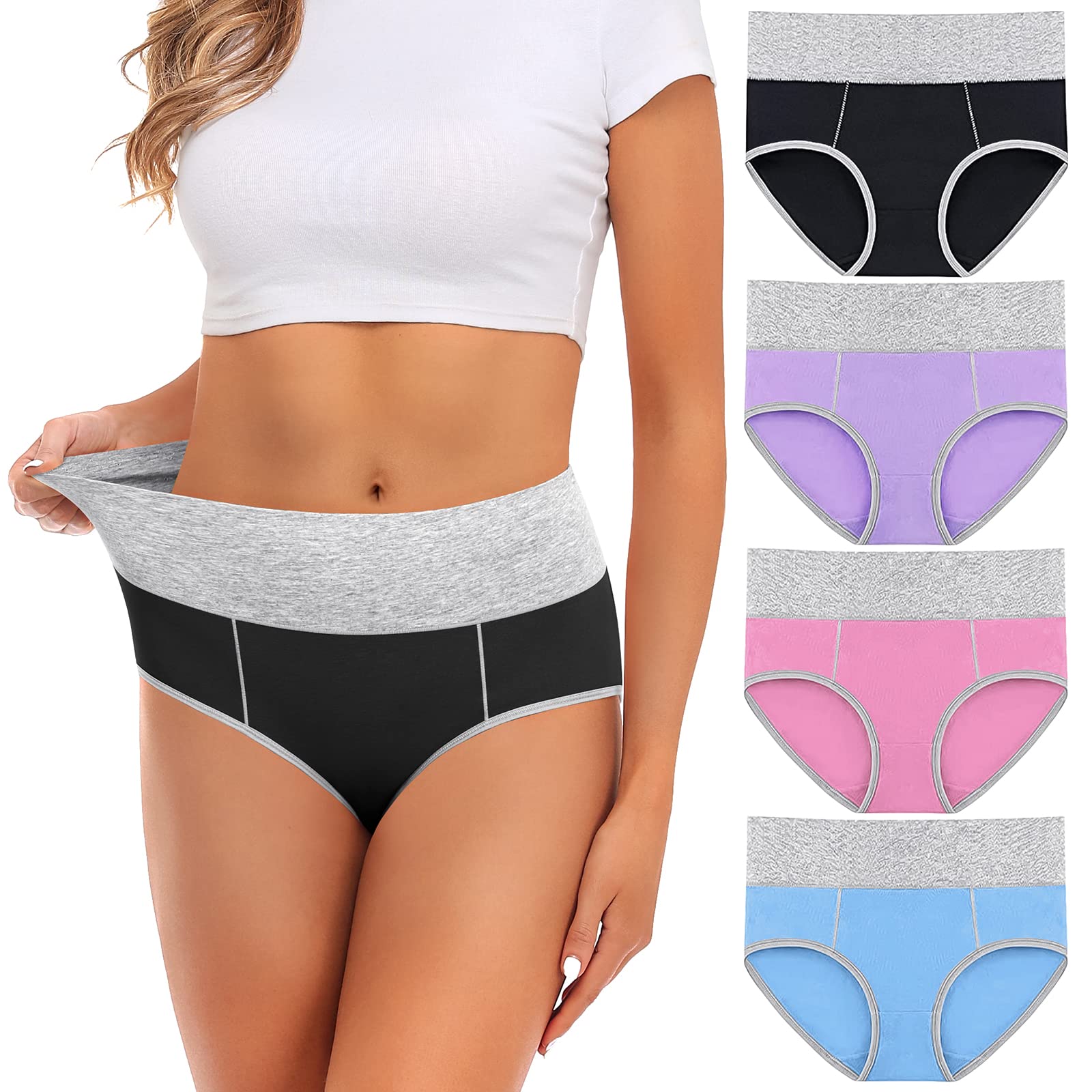 Women's Cotton Mid Waist Full Coverage Briefs - No Muffin Top Underwear Multipack | Comfortable Ladies Panties for Everyday Wear & Lingerie Essentials