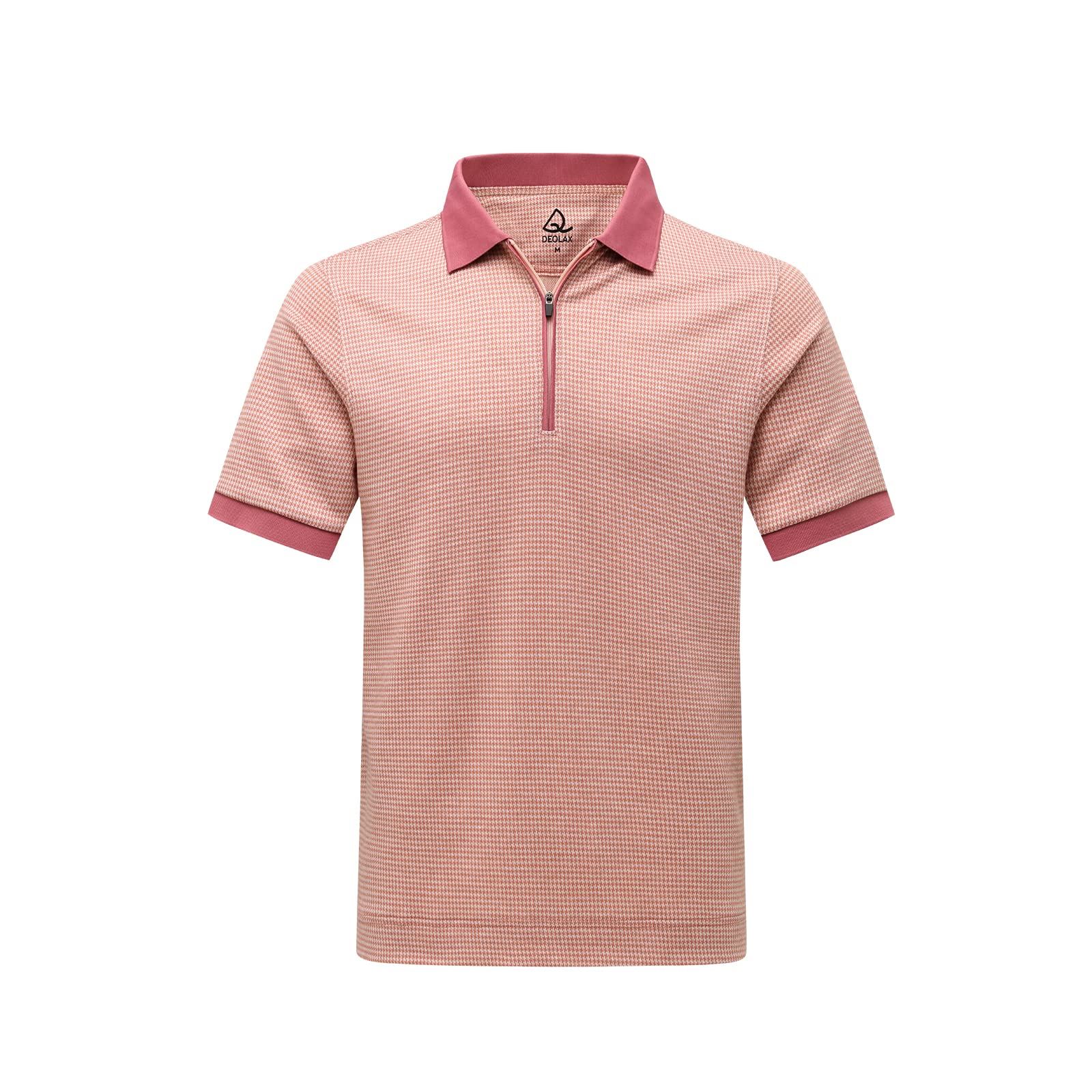 DEOLAX Men's Plaid Golf Polo Shirt - Quarter-Zip Up Casual Fit Short Sleeve Top for Golf, Office, and Outdoor Activities