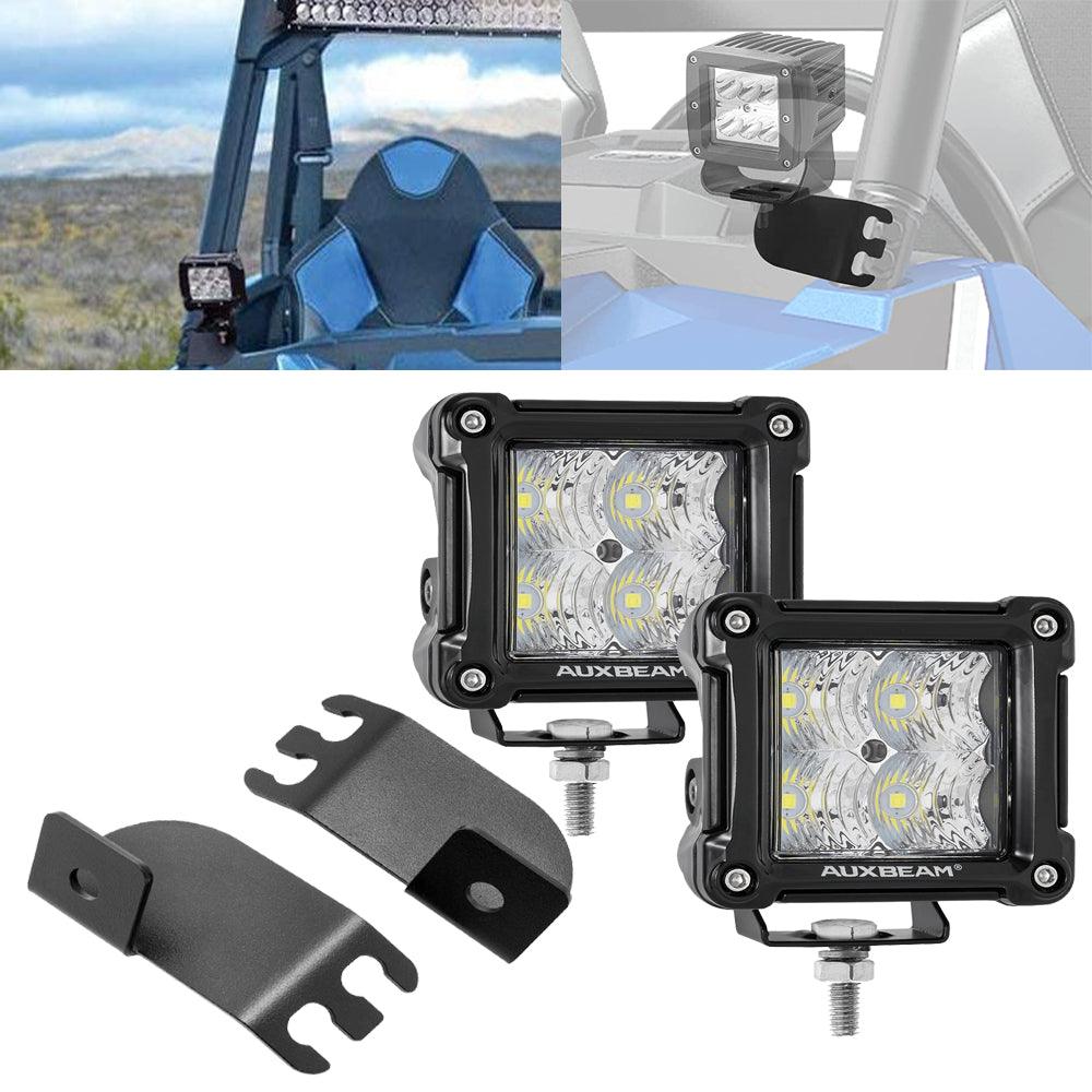 3 Inch LED Pods Light - Spot/Flood Beam Combo with A-Pillar Mounting Brackets for 2016-2021 Polaris General - Perfect for Off-Roading, Night Driving & Adventure Vehicles