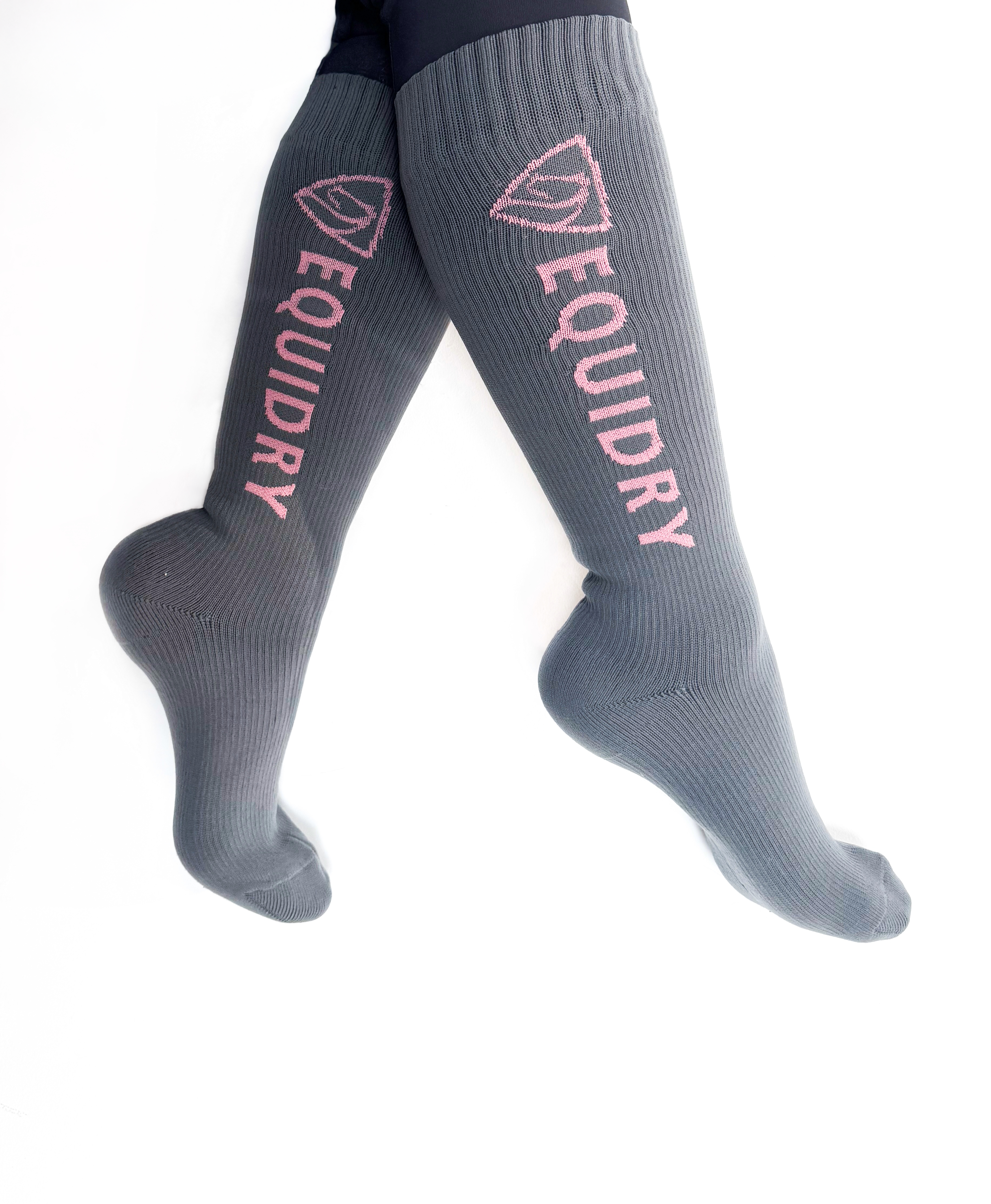 EQUIDRY Waterproof Socks for Hiking & Outdoor Activities - Charcoal & Pale Pink | Stay Dry in Rain, Snow & Wet Conditions