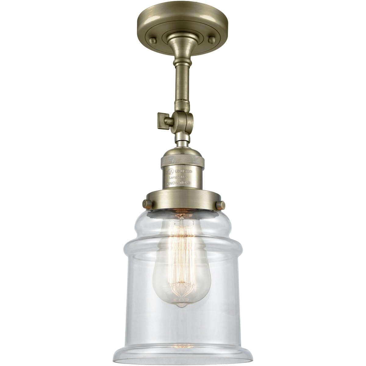 Innovations 201F-AB-G182-LED Semi-Flush Mount Ceiling Light Fixture - Antique Brass Finish, Energy Efficient LED Lighting for Bedroom, Living Room & Hallway