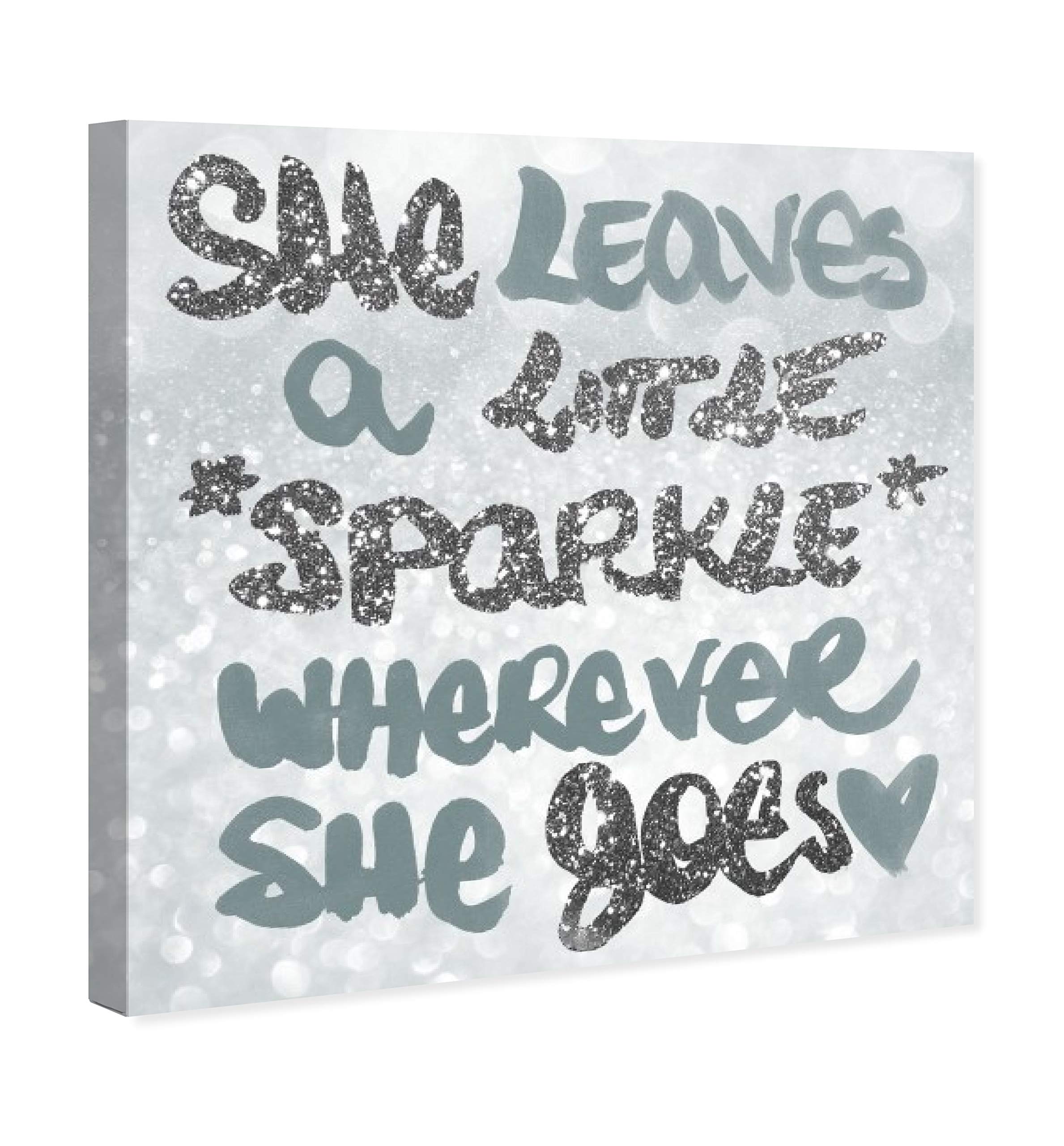 Oliver Gal Artist Co. 'She Leaves a Little Spark' Inspirational Wall Art - 24x24 Inch Gray Canvas Print for Home & Office Decor | Motivational Quote Artwork for Living Room, Bedroom or Gift