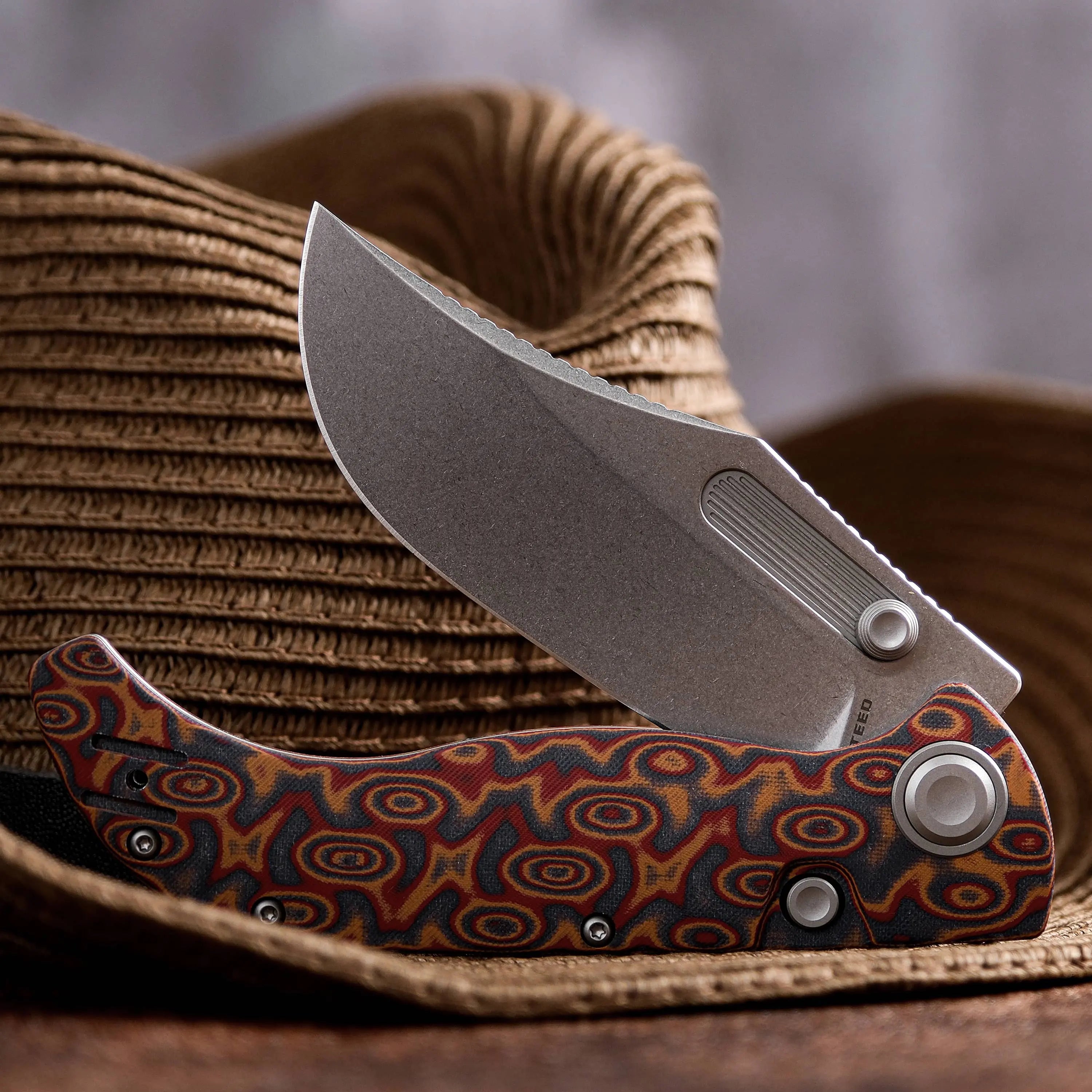 Naga Copper Raindrop Micarta Pocket Knife with S35VN Steel Blade - EDC, Camping, Outdoor Survival & Everyday Carry Tool (Model A3904)
