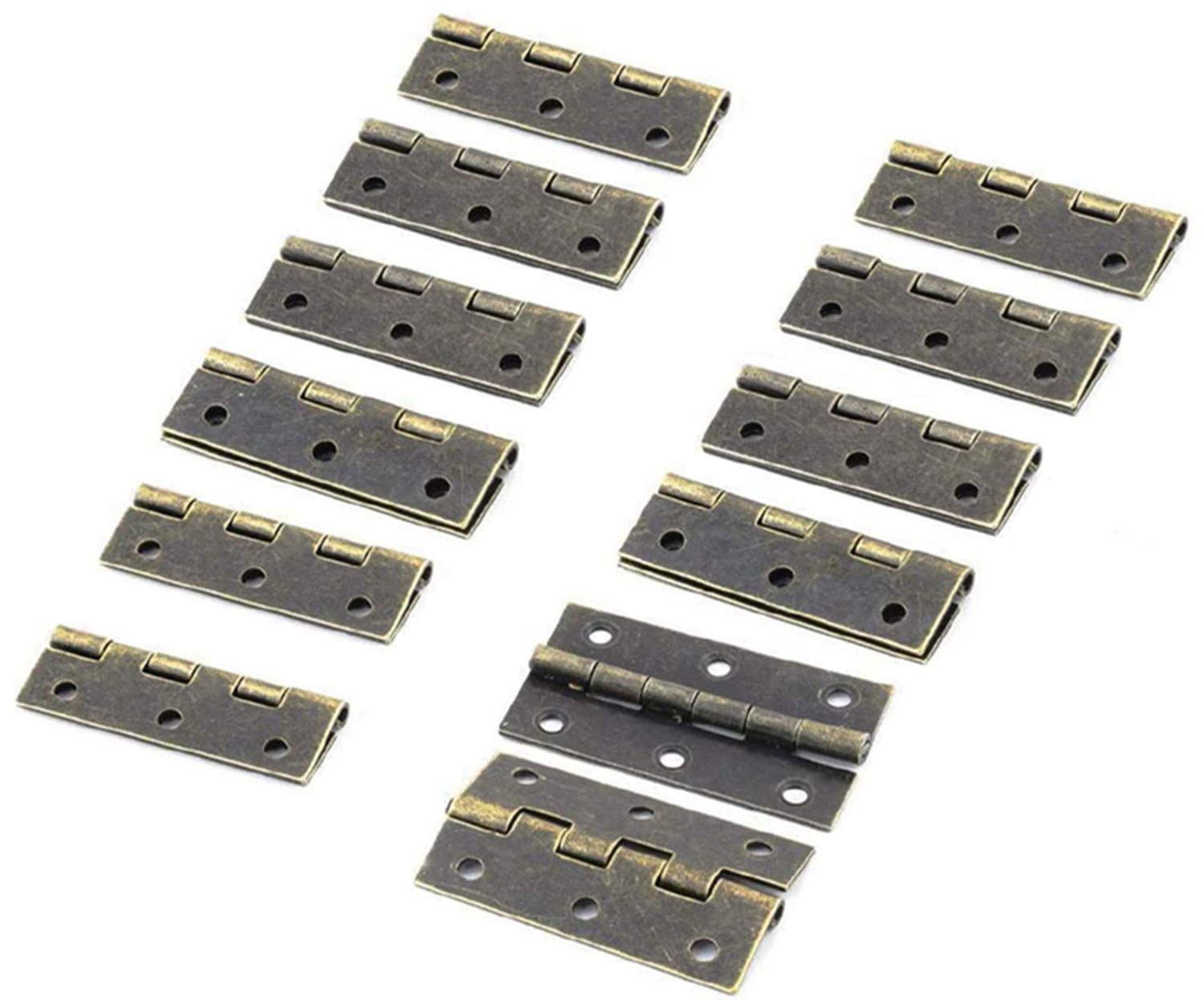 XMHF 2 Inch Solid Brass Cabinet Hinges - 12 Pack Bronze Door Hinges for Cupboard, Furniture & Home Improvement - Heavy Duty Folding Hinge Hardware (Ideal for Kitchen Cabinets, Wardrobes & Interior Doors)