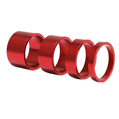 4Pcs/Set 5/10/15/20mm Aluminum Alloy Headset Spacers - 28.6mm Fork Washer Caps for Road Bike & Mountain Bike - Lightweight & Durable Cycling Accessories (Red) - Perfect for Bike Maintenance & Customization