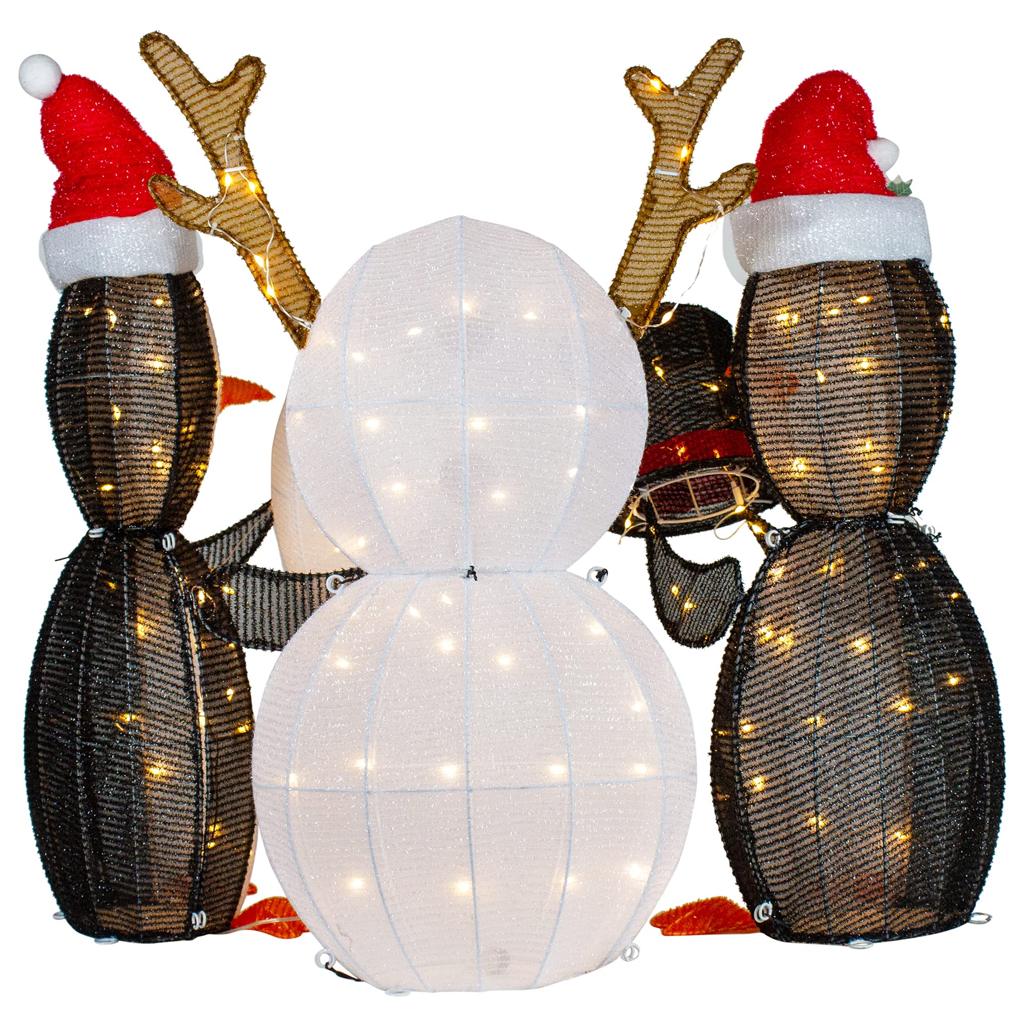3-Pack LED Lighted Penguin Snowman Outdoor Christmas Decorations - 35
