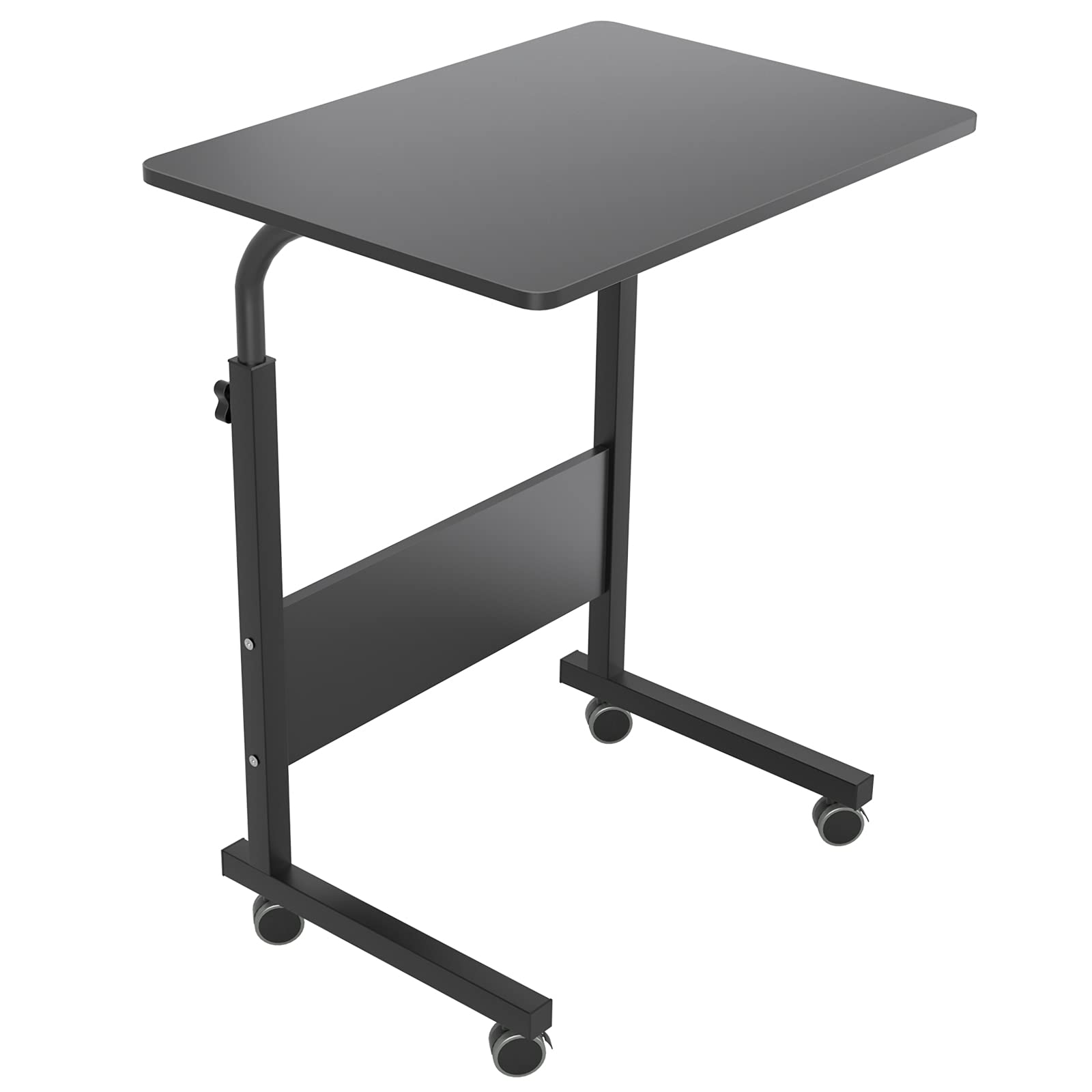 DlandHome 23.6 Inch Mobile Standing Desk with Wheels - Adjustable Rolling Laptop Table for Bed, Sofa & Office - Portable Computer Workstation (Black) | Perfect for Small Spaces, Home Office & Remote Work