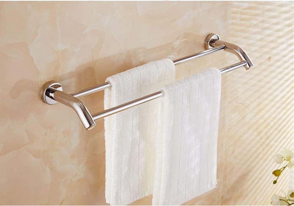Multi-Function Wall Mounted Towel Rack - 60cm Silver Bathroom Shelf with Double Towel Bar for Kitchen & Bath Storage | Space-Saving Organizer for Hand Towels, Robes & Utensils (40cm Color Option)