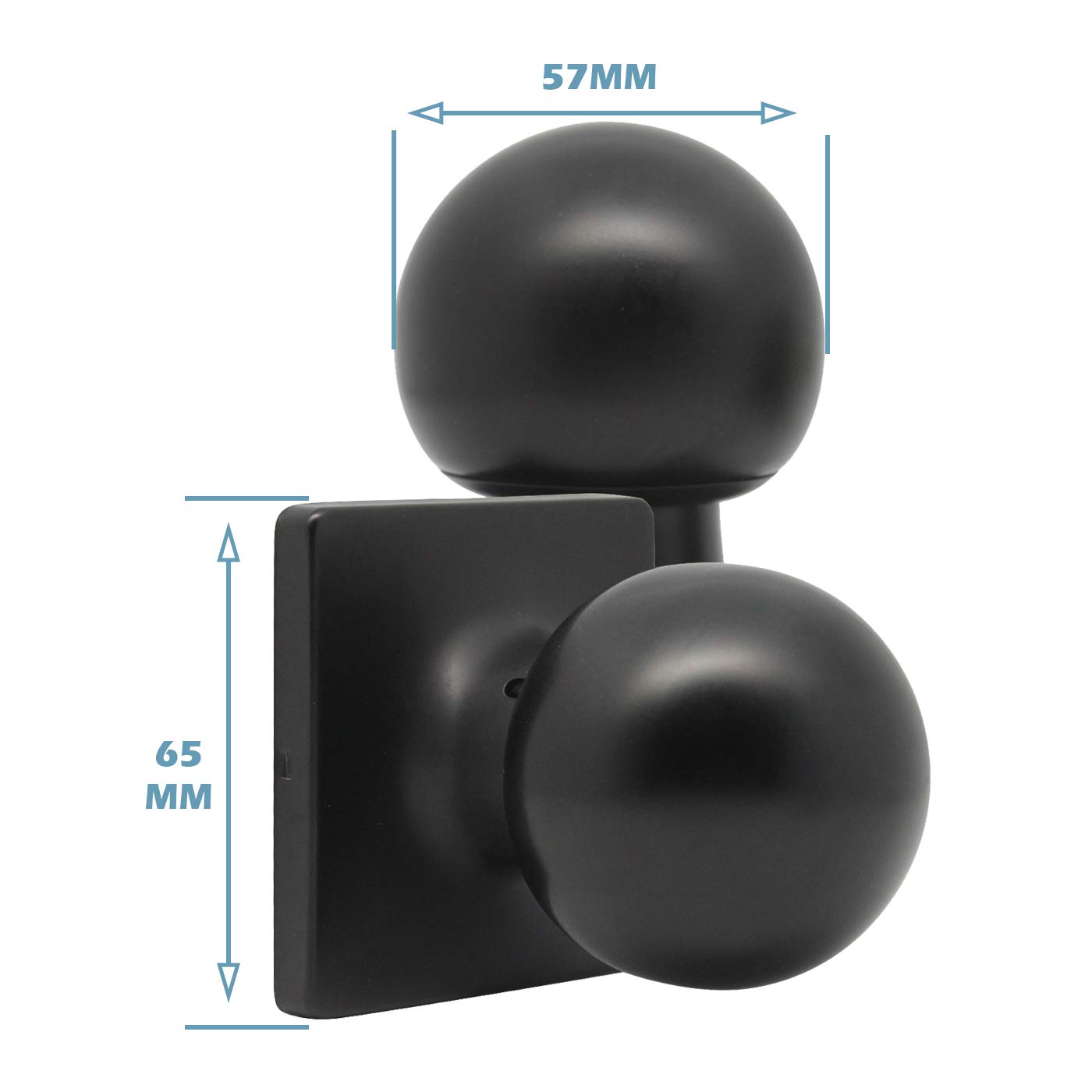 Gobrico 6-Pack Modern Matte Black Square Door Knobs - Keyless Passage Door Handles for Hallway, Closet, Laundry Room - Round Ball Style Interior Hardware for Home & Office Use