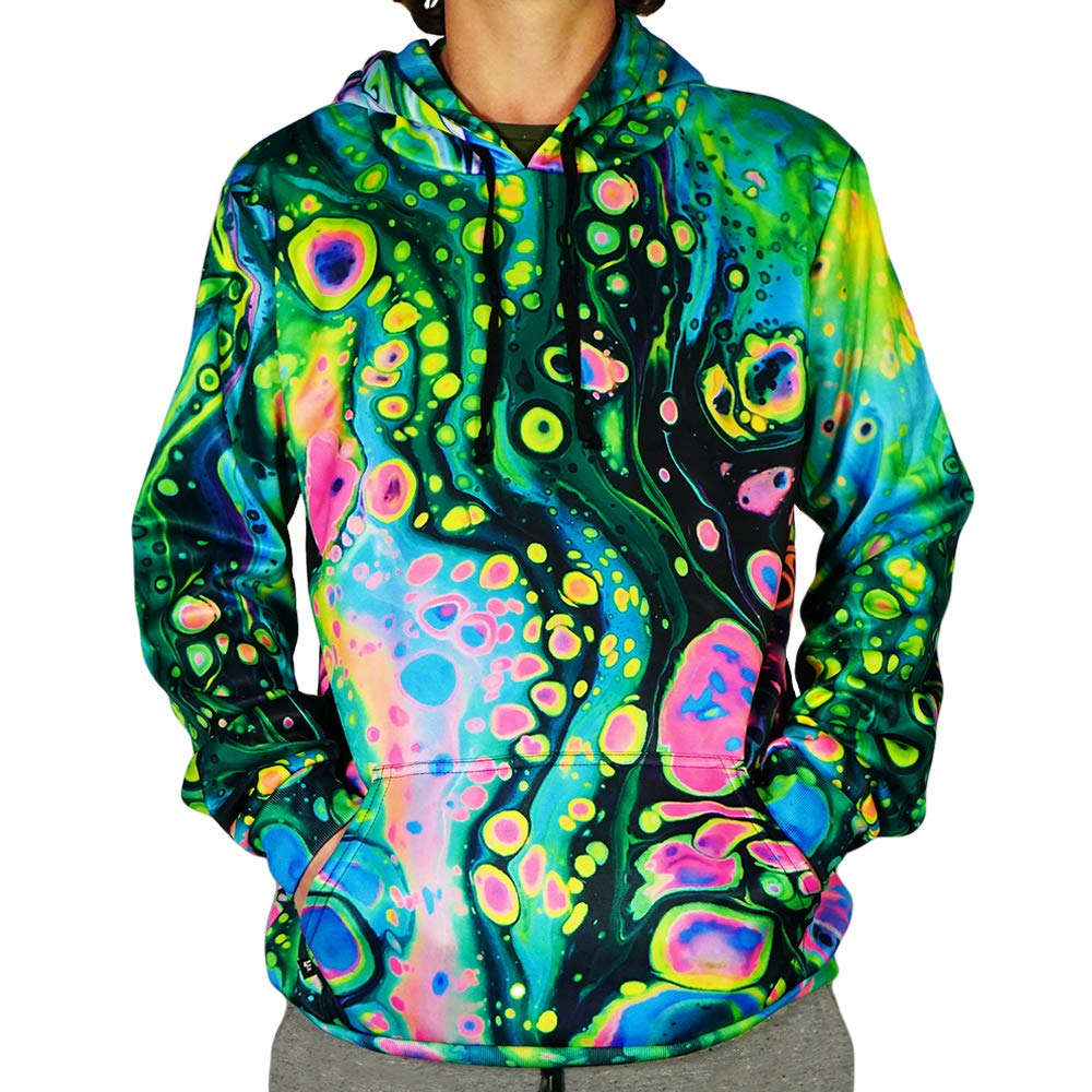 Electro Threads 100% Polyester Graphic Hoodie - Colorful Unisex Pullover Sweatshirt for Men & Women | Trendy Streetwear for Casual Outfits & Cool Weather