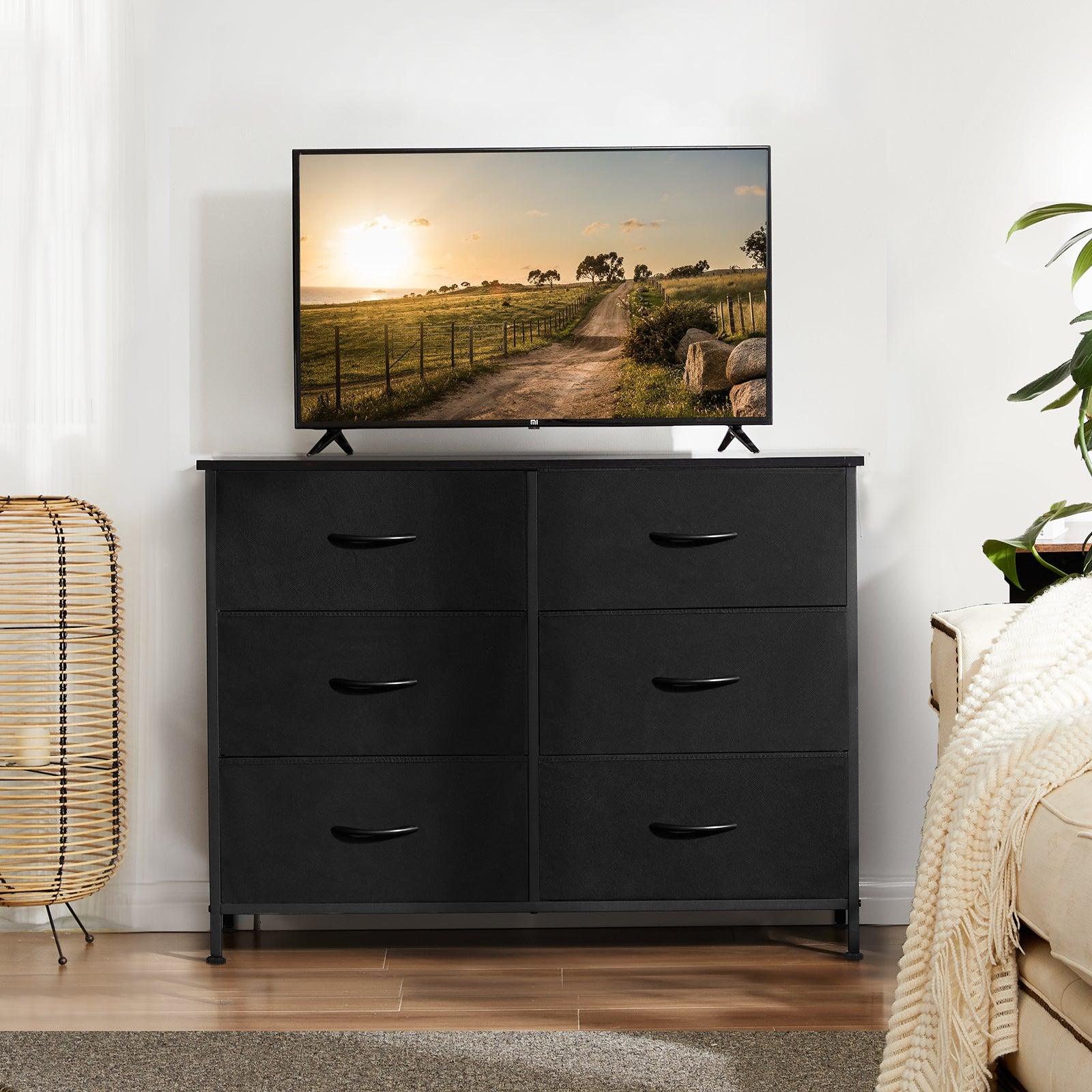 6-Drawer Wide Fabric Dresser for Bedroom with Metal Frame & Wooden Top - Sturdy TV Stand & Clothes Storage Organizer - Perfect for Master Bedroom, Guest Room & Dorm Organization