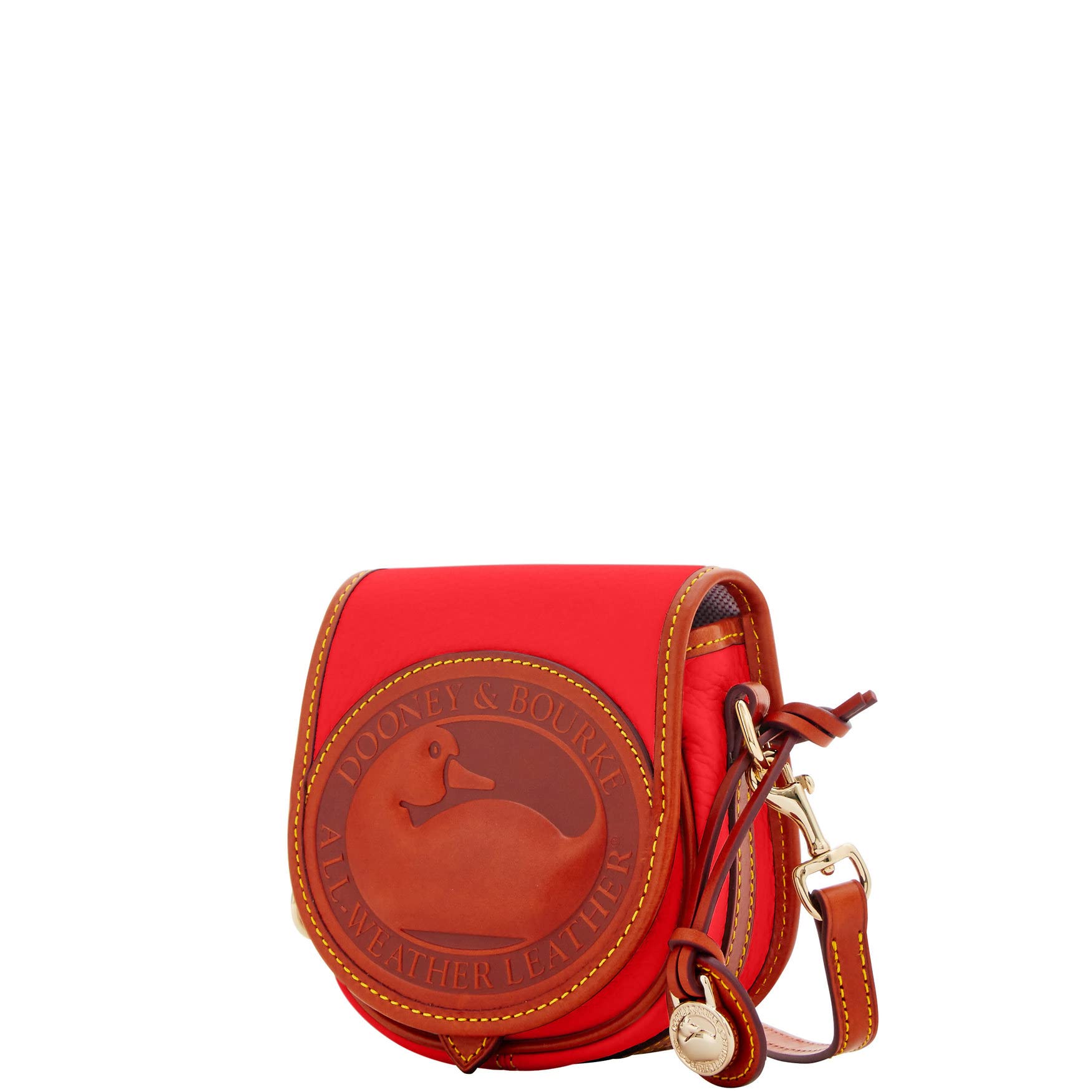 Dooney & Bourke Women's All-Weather Leather Crossbody Handbag with Duck Charm - Red | Fashionable Everyday Purse for Work, Shopping & Travel