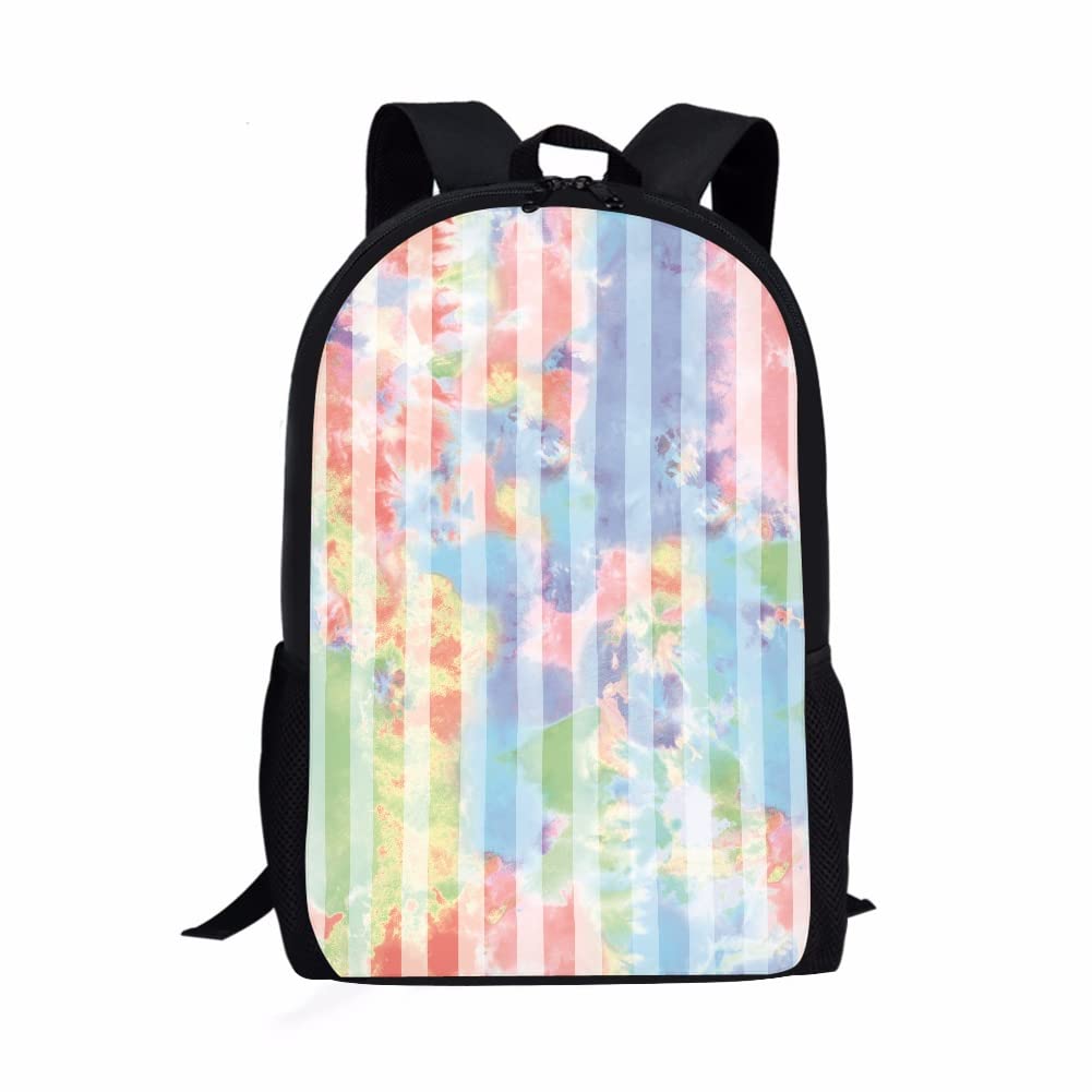 Trendy Tie Dye Striped Backpack for Boys & Girls - Durable School Book Bag with Personalization Options - Perfect for Elementary Students, Daycare, and Travel