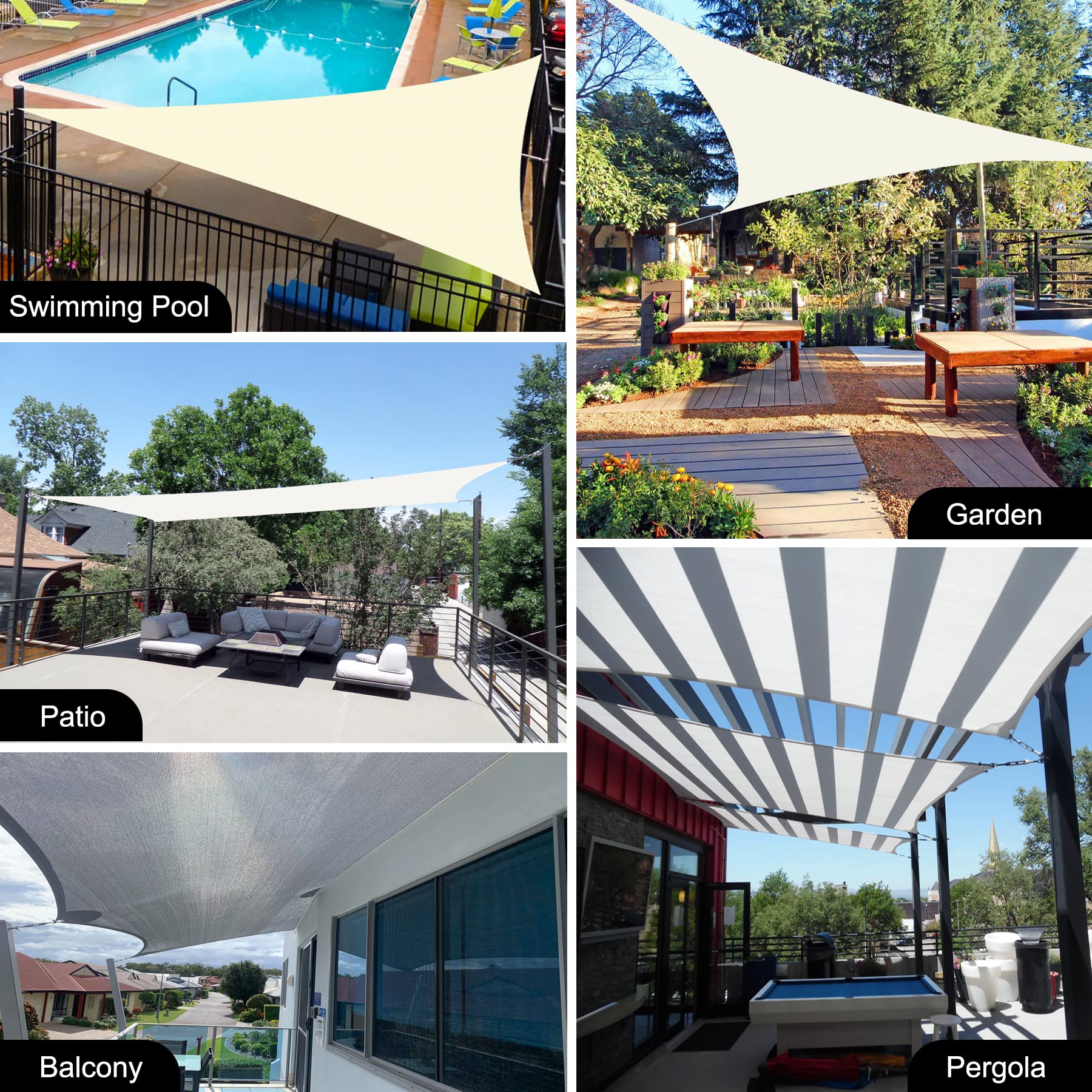 12x16ft Brown Rectangle Sun Shade Sail - Patio, Garden & Backyard Canopy Cover