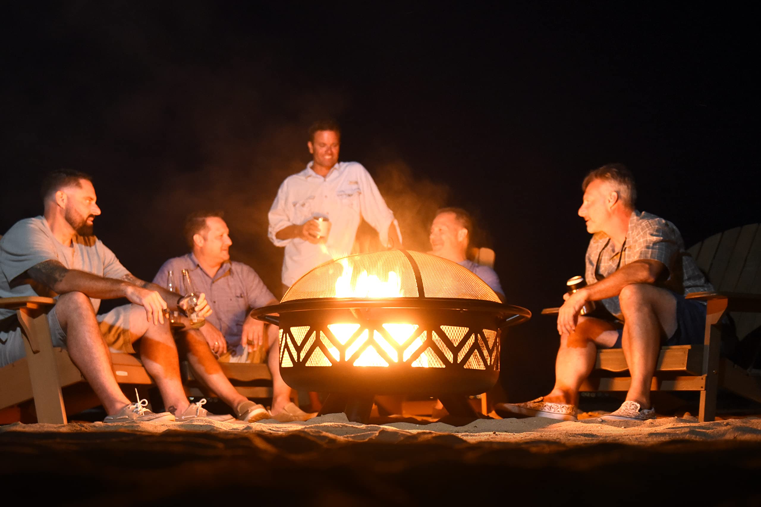 Uniflame WAD1009SP Oil Rubbed Bronze Outdoor Fire Bowl - Geometric Design Fire Pit for Patio, Backyard & Camping - Perfect for Gatherings & Relaxation