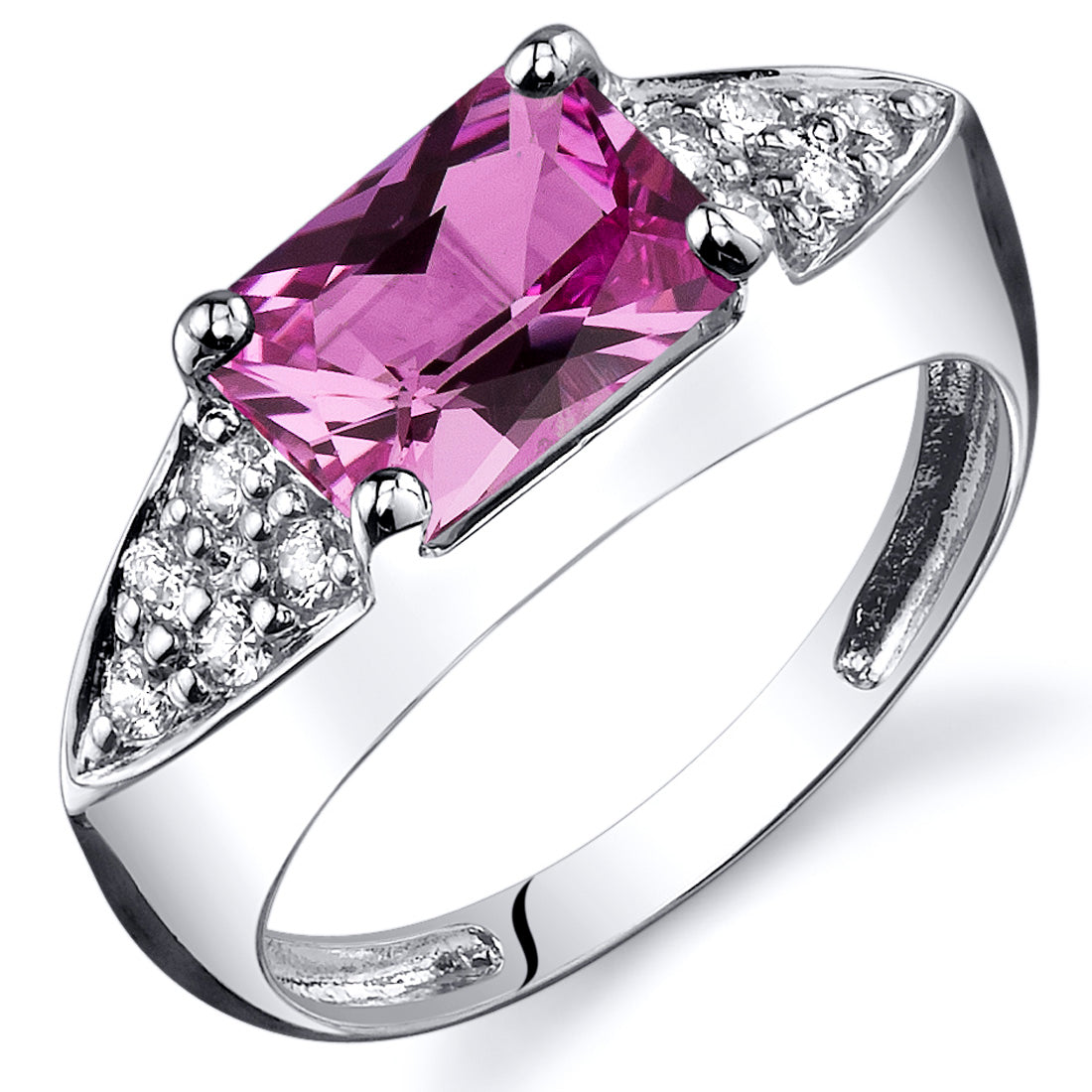 Pink Sapphire Radiant Cut Sterling Silver Ring Size 9 - Elegant Jewelry for Women, Perfect for Engagement, Wedding, Anniversary & Special Occasions