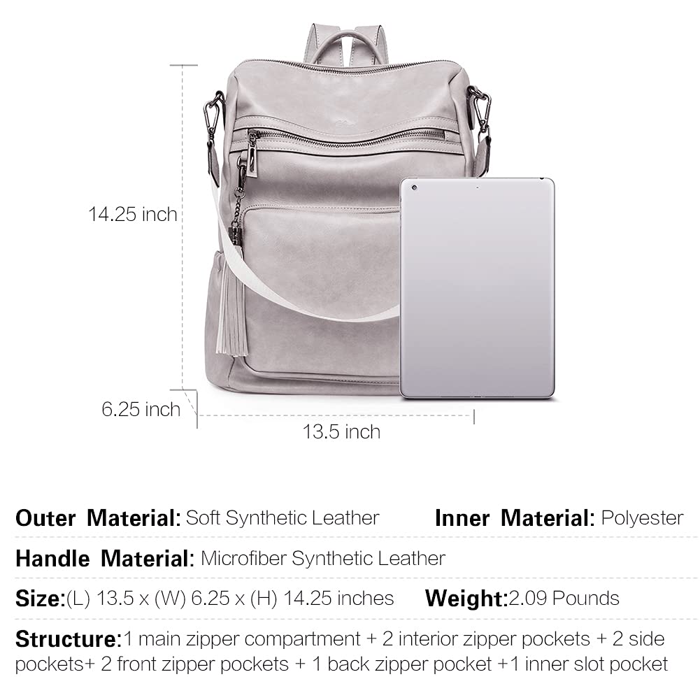 CLUCI Women's Fashion Leather Backpack Purse - Large Designer Shoulder Bag with Tassel for Travel, Work & Daily Use | Stylish Handbag for Commuting, Shopping & Weekend Outings