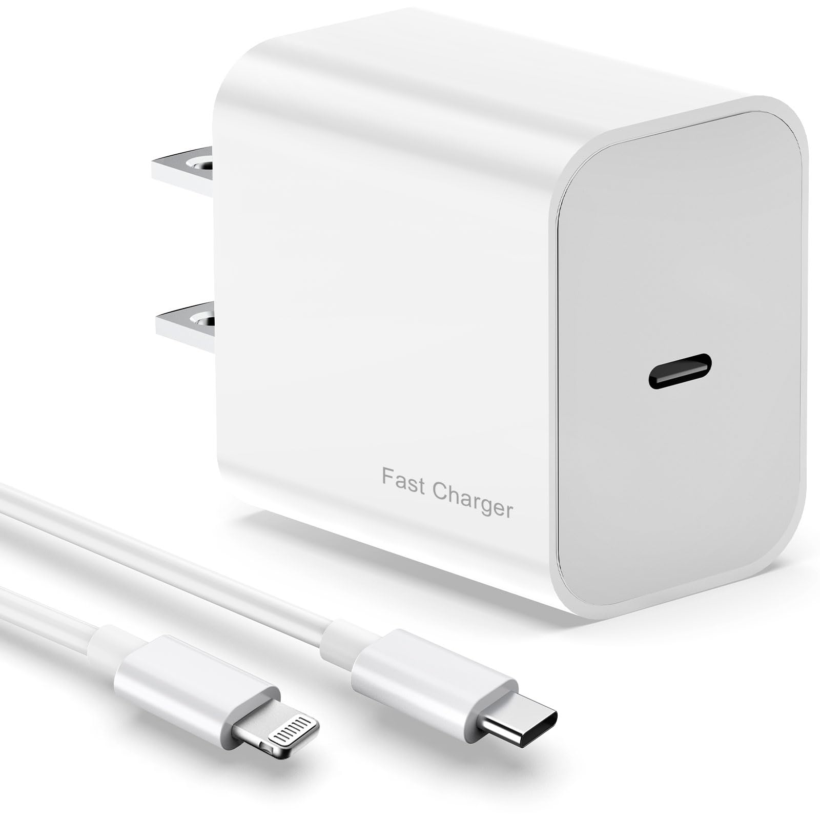 Fast Charging iPhone Charger Block with 6FT USB C to Lightning Cable - Compatible with iPhone 14/13/12/11/X Series - Quick Charge Wall Adapter for Home, Office & Travel