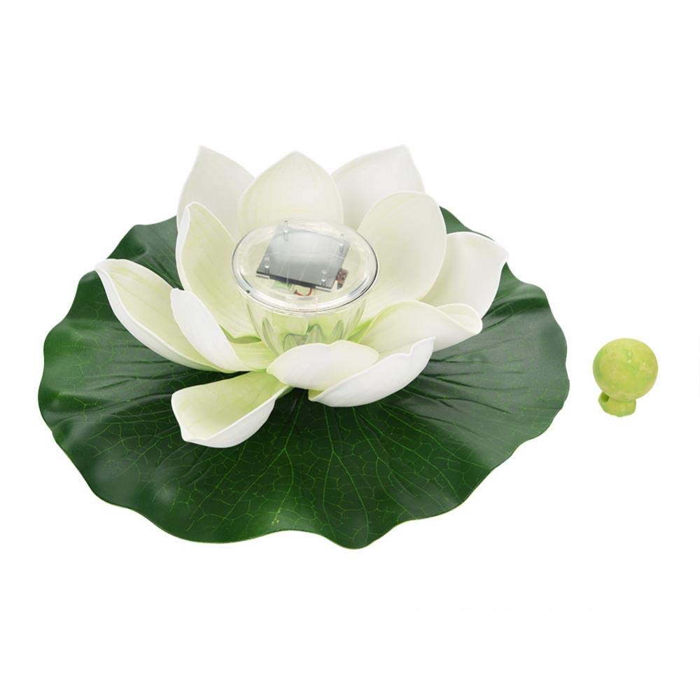 AUNMAS Solar Powered LED Floating Lotus Light - Color Changing Artificial Flower Night Lamp for Garden, Pool, Pond (White & Colorful) | Perfect for Outdoor Decor, Water Features, and Relaxing Ambiance