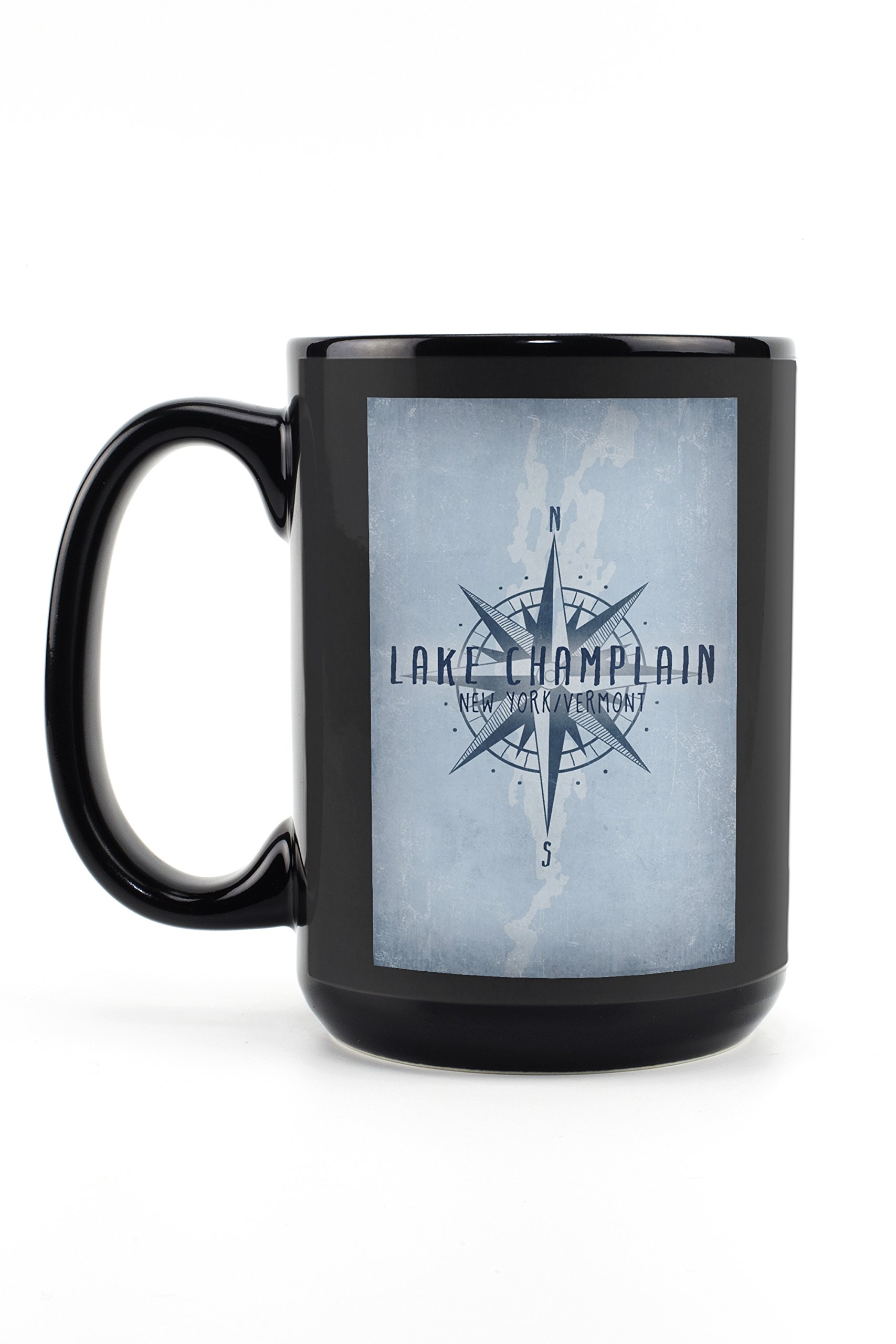 Lake Champlain New York 15oz Black Ceramic Coffee & Tea Mug - Dishwasher & Microwave Safe - Perfect for Camping, Office & Home Use
