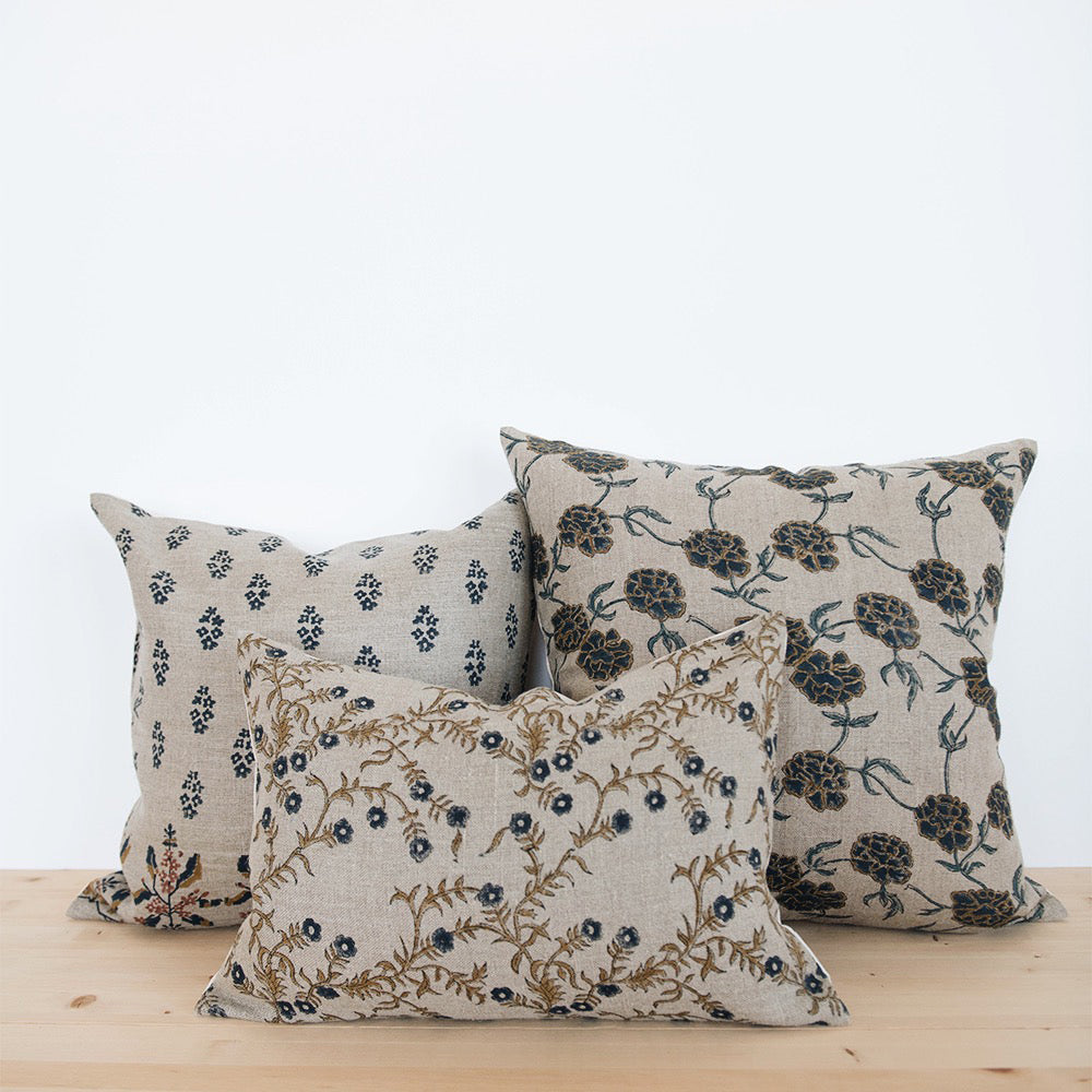 Handmade Linen Pillow Cover Set - Block Printed Design No. 0224 | Bohemian Home Decor for Living Room & Bedroom