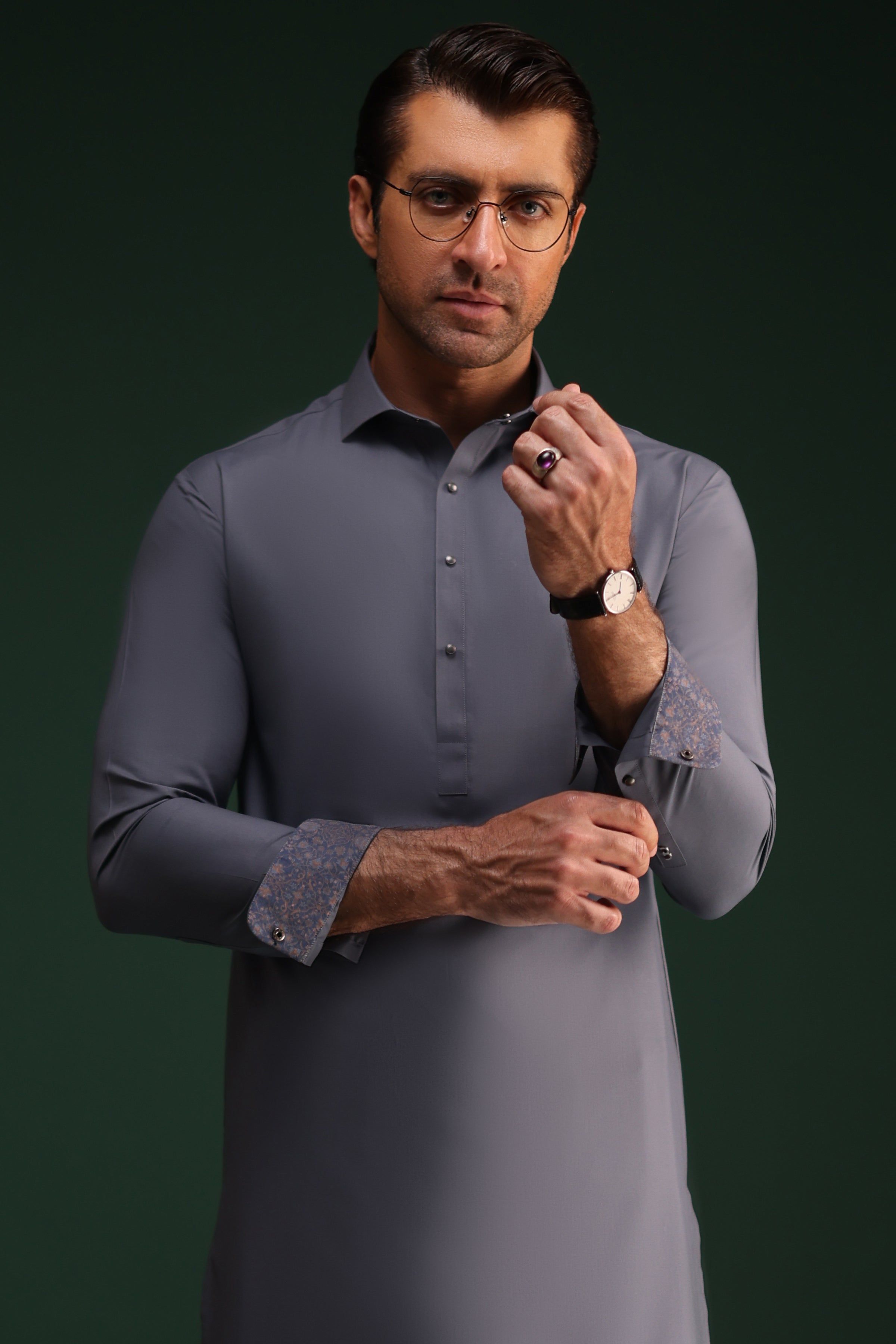 Blended Grey Shalwar Kameez Outfit for Men & Women - Traditional Pakistani Suit for Weddings, Festivals & Cultural Events