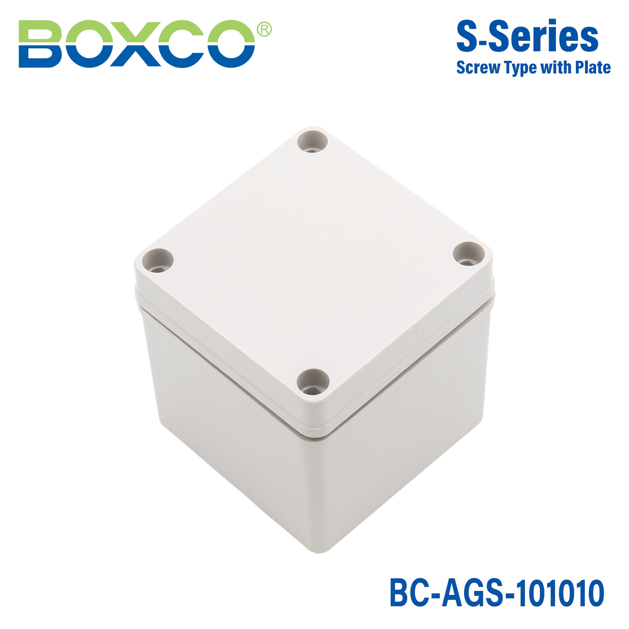 Boxco S Series 3.94x3.94x3.94 Inch (100x100x100mm) IP67 Waterproof ABS Plastic Enclosure with Grey Screw Cover - IK08 Rated for Outdoor Electronics, DIY Projects & Industrial Equipment Protection
