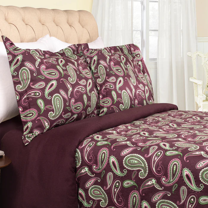 Reversible Flannel Trellis Duvet Cover Set with Pillow Shams - Soft Cozy Bedding for Winter - Perfect for Cold Weather & Holiday Home Decor