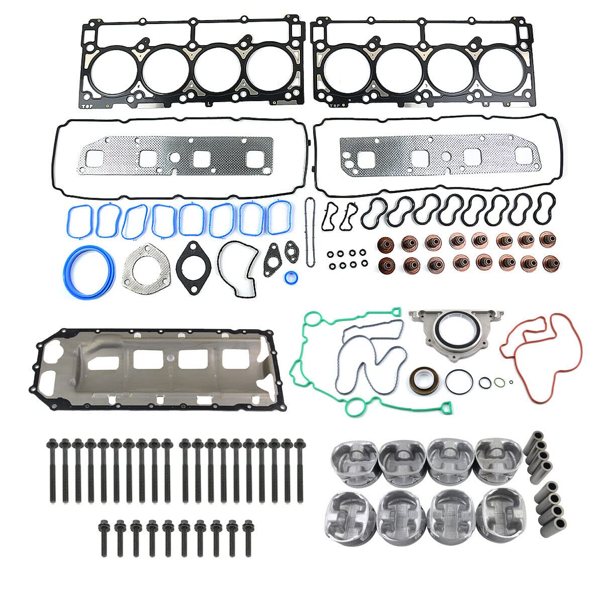 High Performance Engine Pistons & Head Gasket Kit Replacement for 2003-2006 Dodge Ram 1500 & Durango 5.7L V8 HEMI - Compatible with Part# HS26284PT, 5086011AB, 5086010AB, 5086002AA - Perfect for Engine Rebuilds & Performance Upgrades