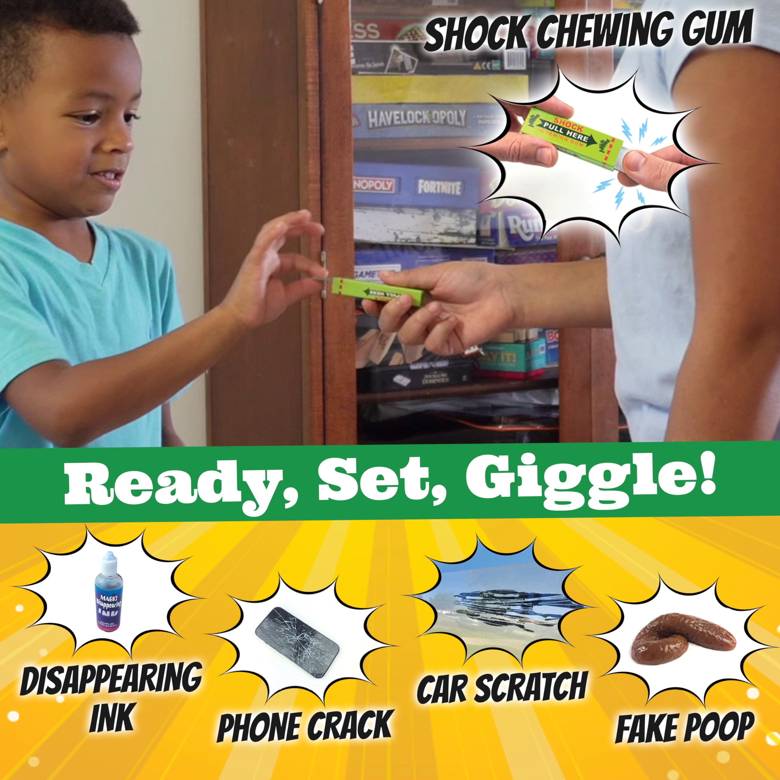 20 Ultimate Practical Jokes & Pranks Kit for Kids - Funny Gag Toys Gift Set Box for Birthday Parties, Halloween Tricks & Family Fun