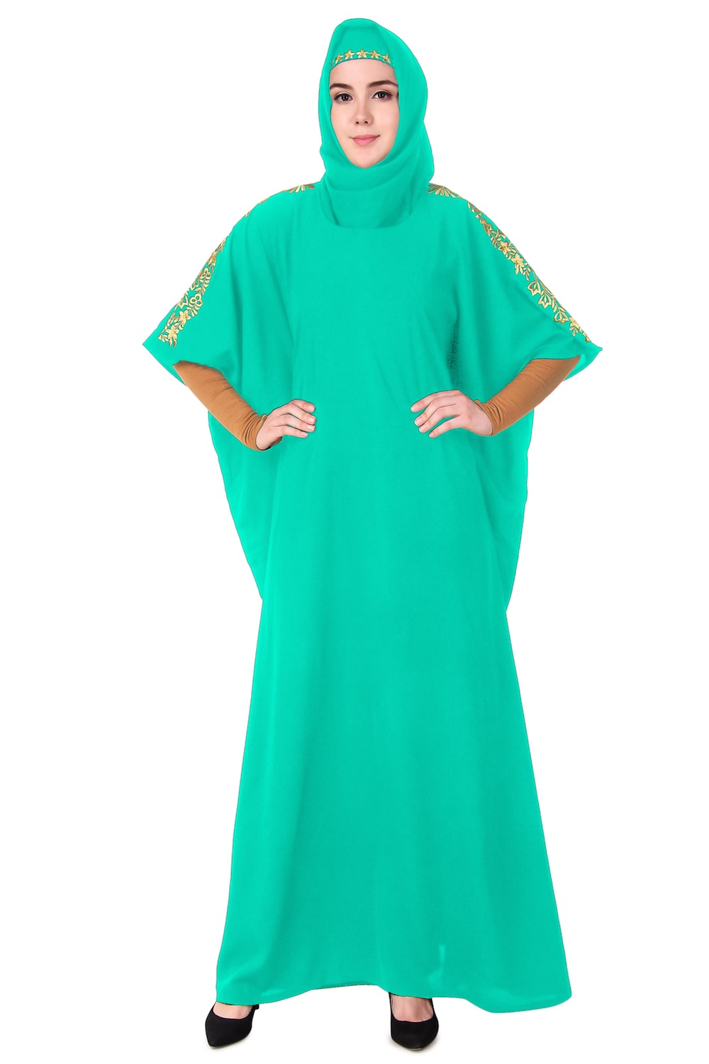 Embellished Floral Sleeve Kaftan Dress for Women - Boho Chic Beach Cover Up, Pool Party, Vacation & Summer Outfit