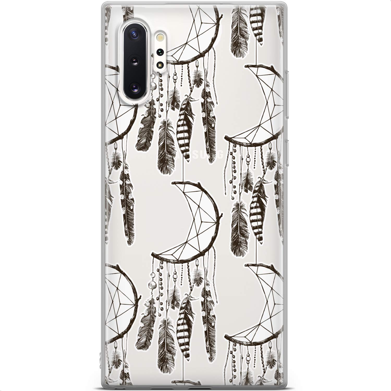 Samsung Galaxy S24 S23 Ultra S22 5G Plus S21 FE S20 S10 Phone Case - Lightweight Flexible Protective Silicone Cover with Tribal Crescent Moon & Dreamcatcher Feather Design | Perfect for Everyday Use, Travel & Gift Giving