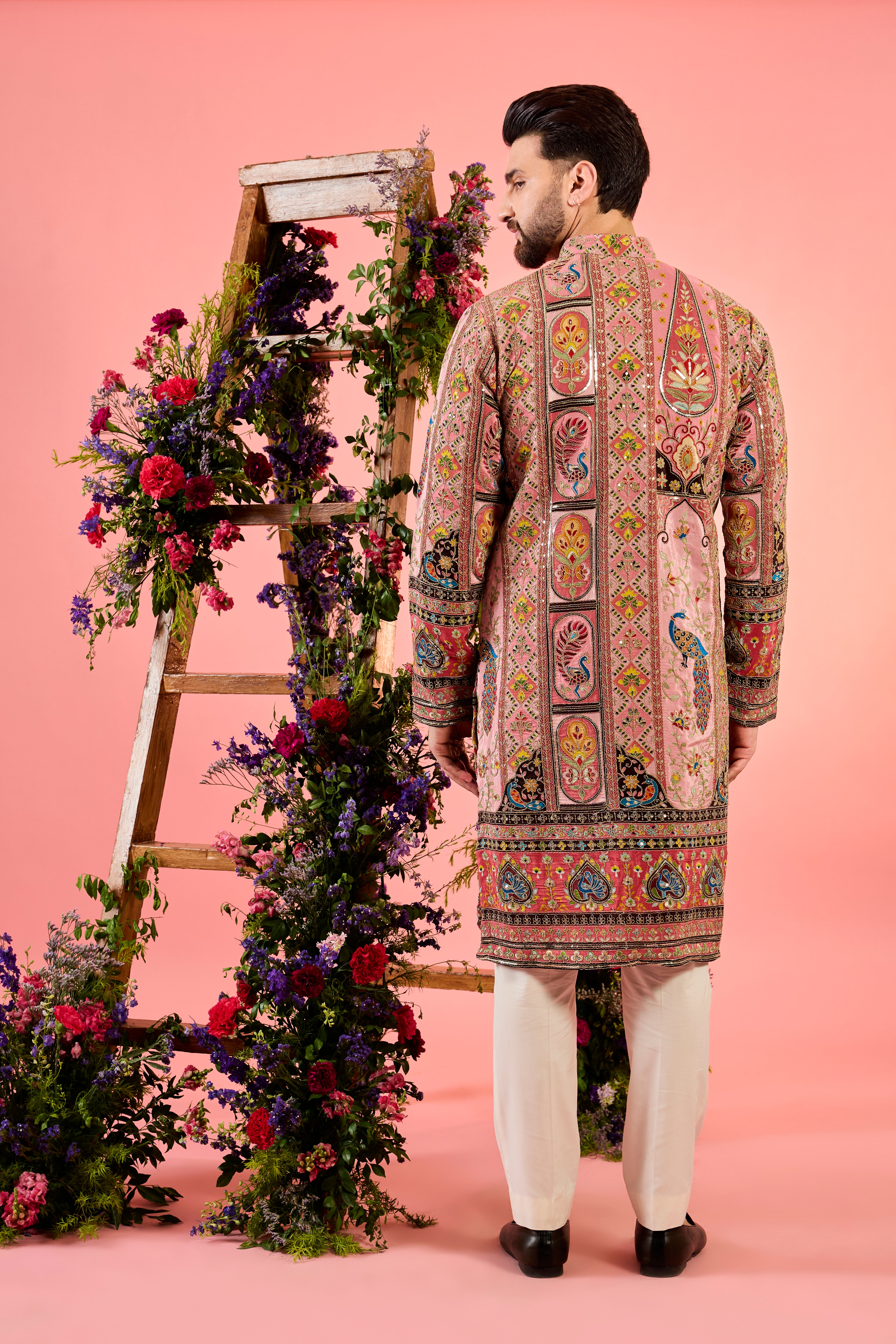 Elegant Pink Chikankari Kurta with Intricate Zari Detailing - Perfect for Festivals, Weddings & Ethnic Occasions